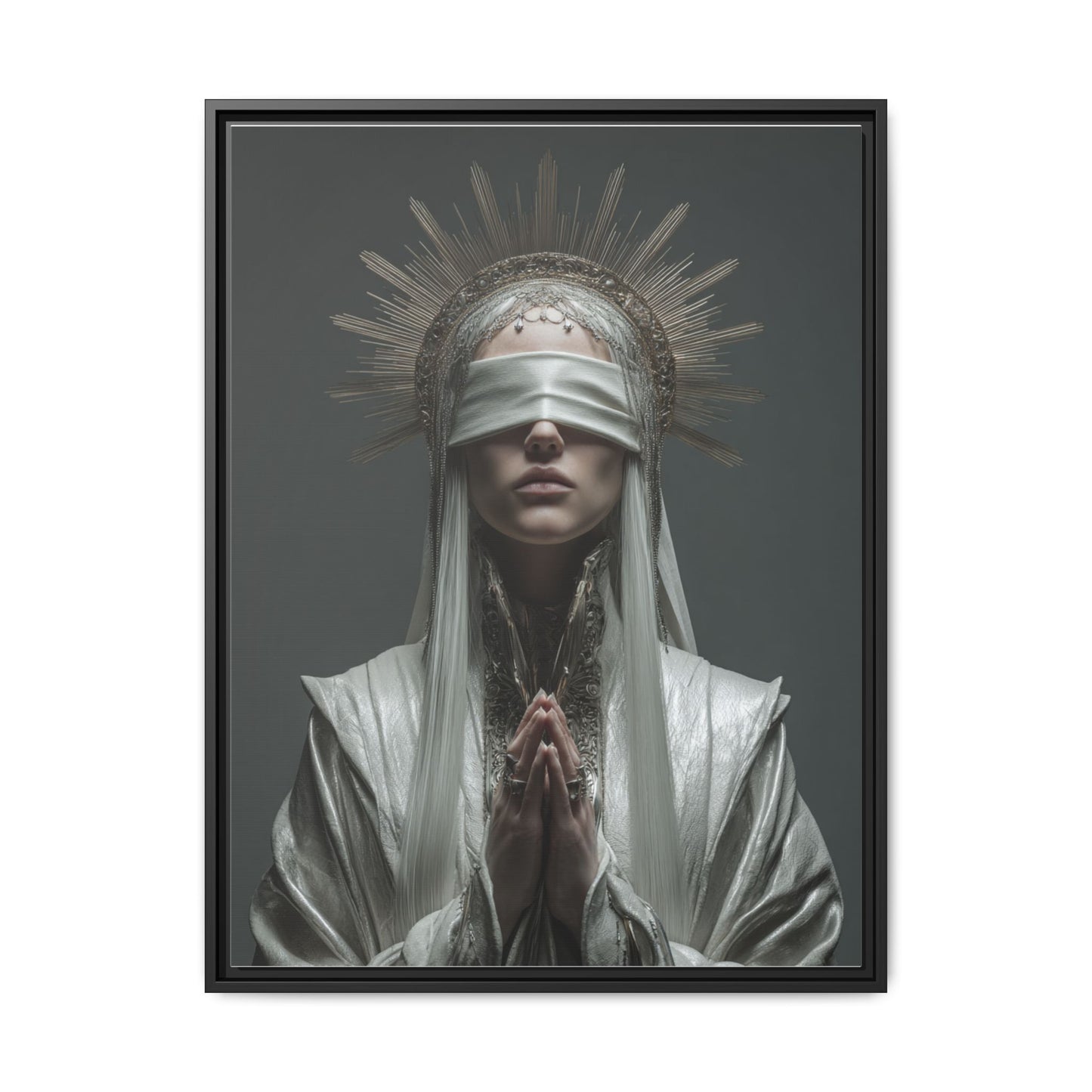 Ethereal Blindfolded Saint Art | Spiritual Home Decor
