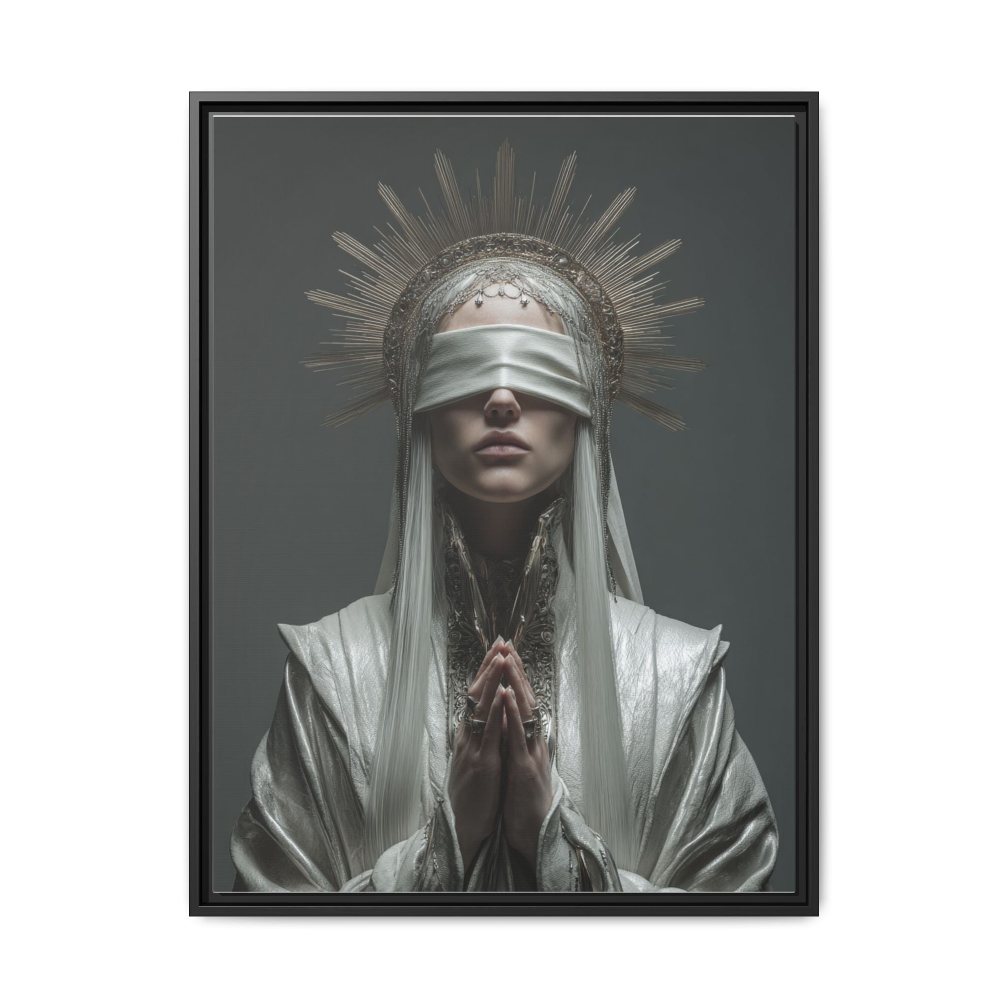 Ethereal Blindfolded Saint Art | Spiritual Home Decor