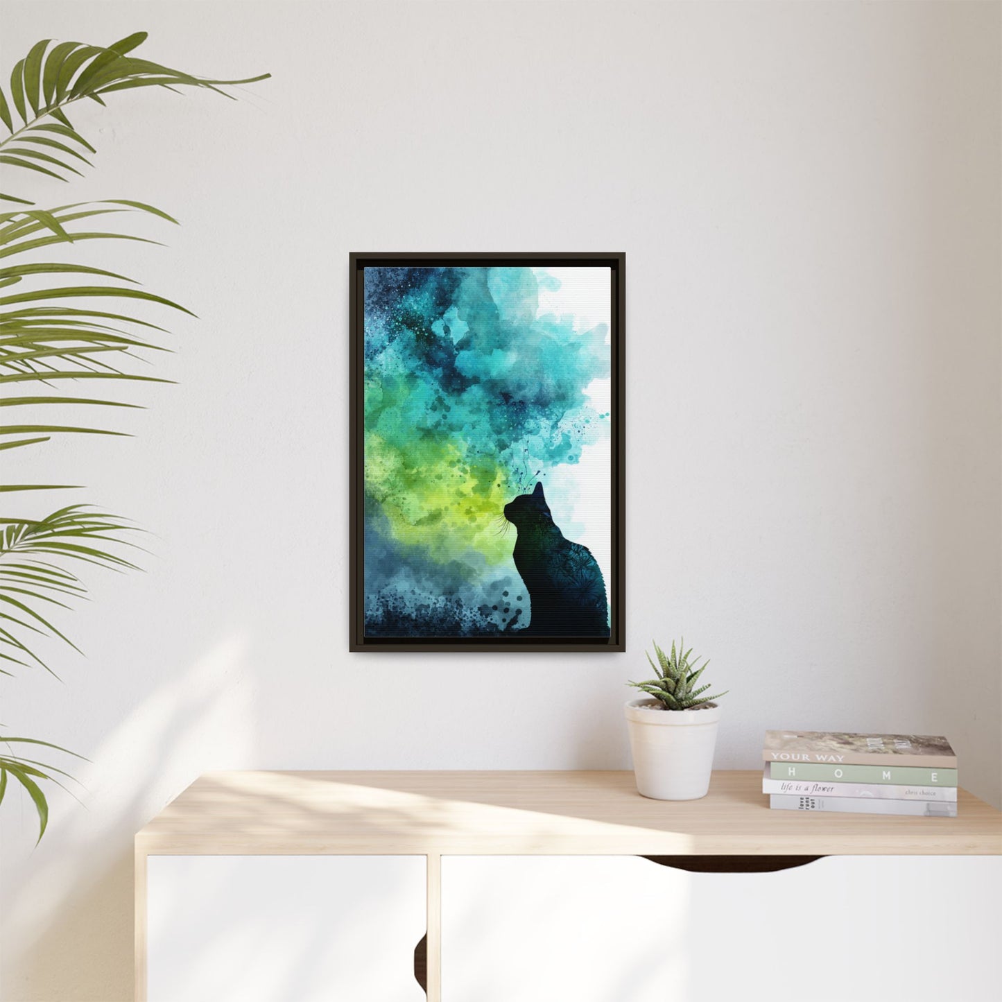 Dreamy Cat Watercolor Art Print - Serene Home Decor