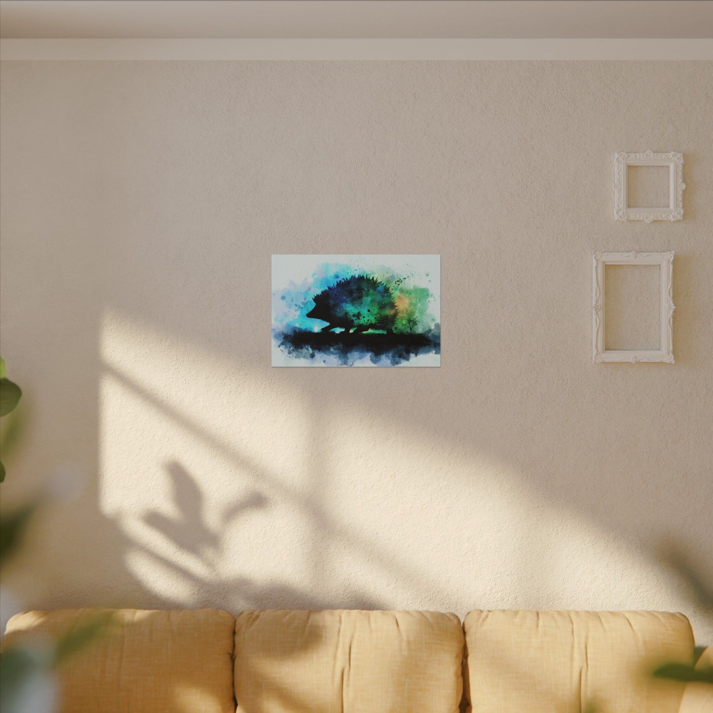 Hedgehog Silhouette Watercolor Art | Nature-Inspired Home Decor