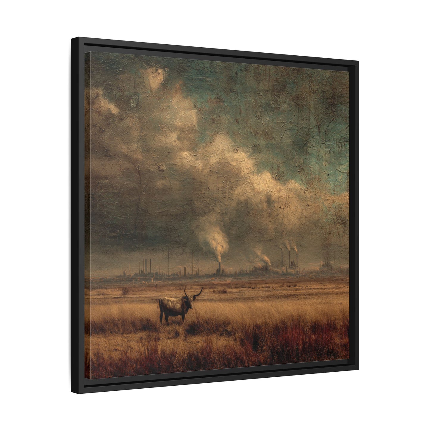 Cattle in Industrial Landscape | Vintage Style Art Print