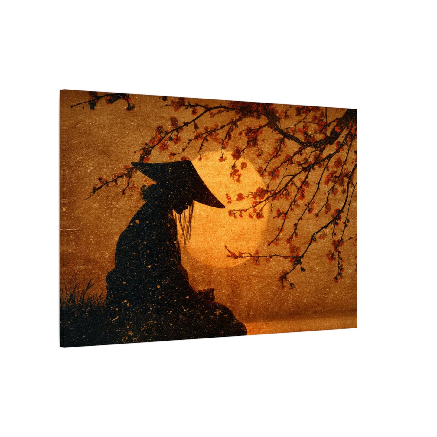 Serene Silhouette of Contemplation | Asian-Inspired Artwork