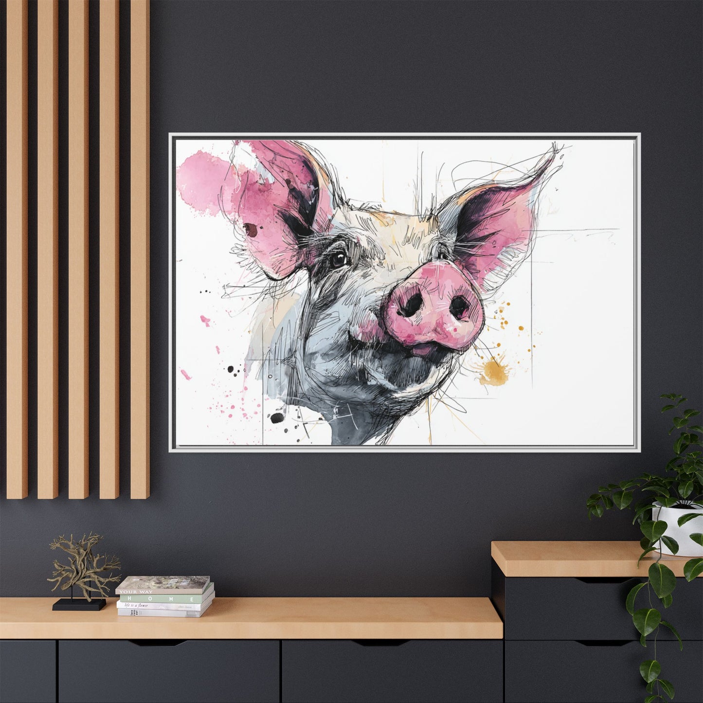 Whimsical Pig Art Print - Playful Farmhouse Decor