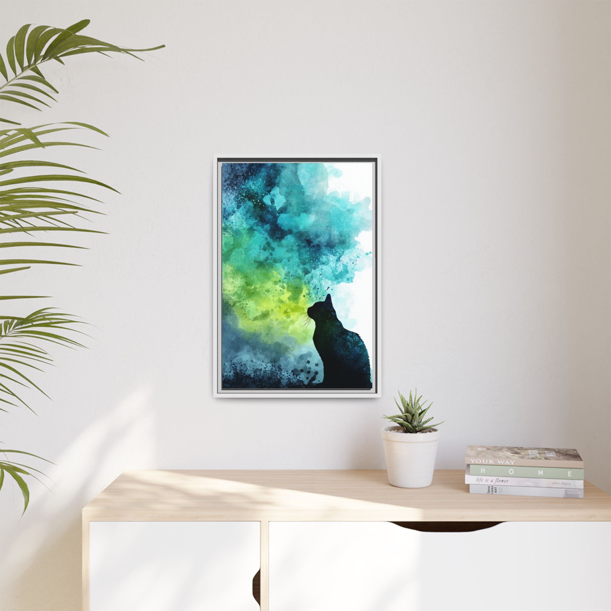Dreamy Cat Watercolor Art Print - Serene Home Decor