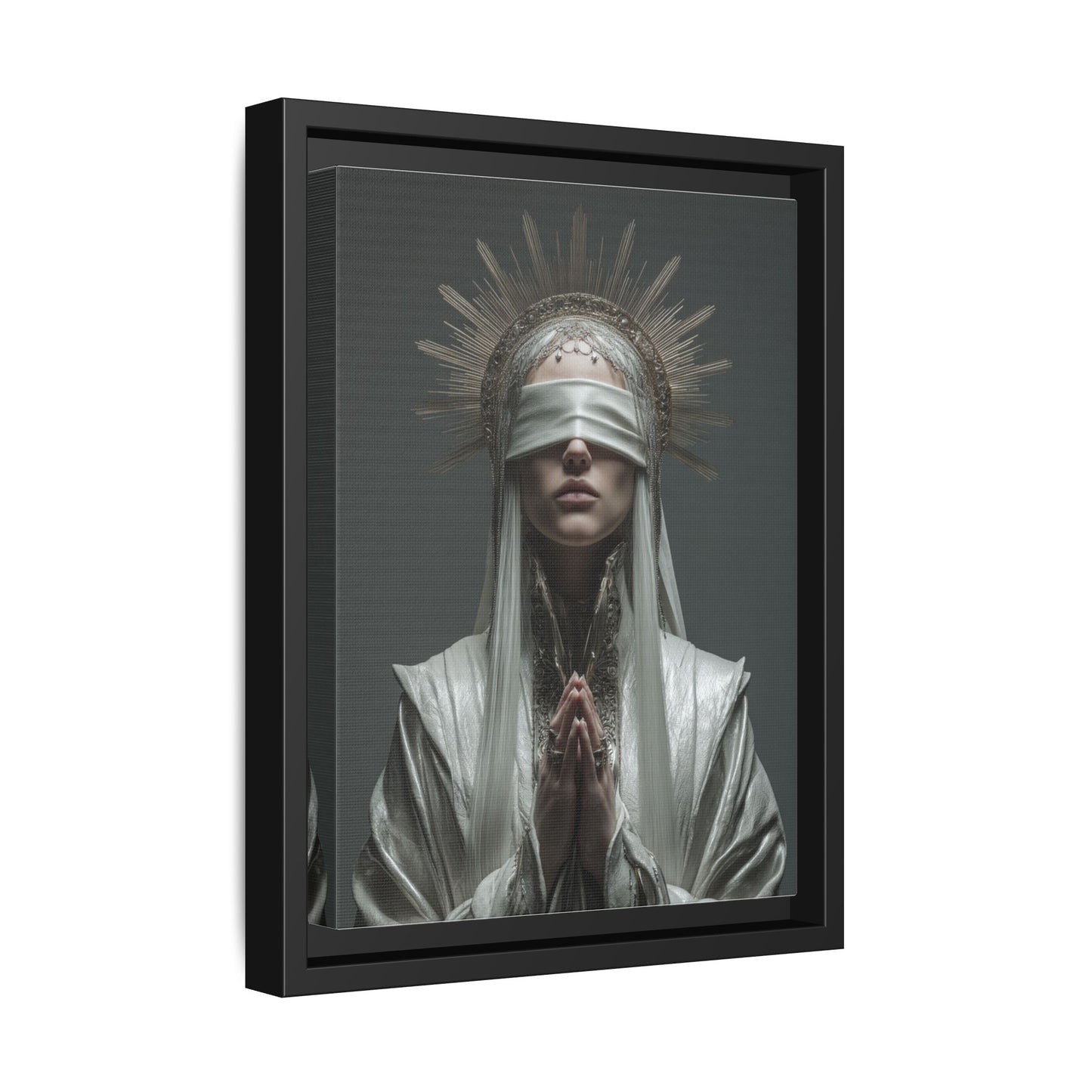Ethereal Blindfolded Saint Art | Spiritual Home Decor