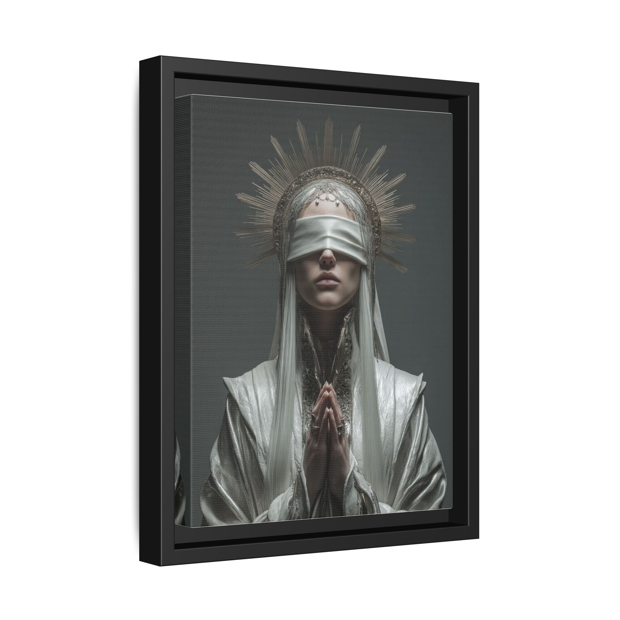 Ethereal Blindfolded Saint Art | Spiritual Home Decor