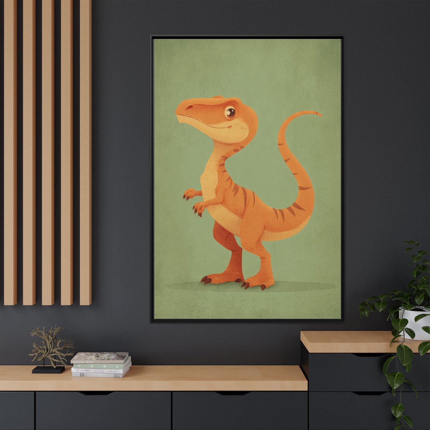 Whimsical Dinosaur Illustration Art for Kids' Rooms