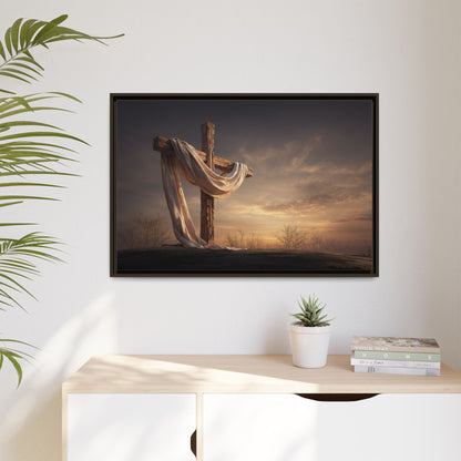 Rustic Cross Wall Art with Draped Fabric | Inspirational Decor