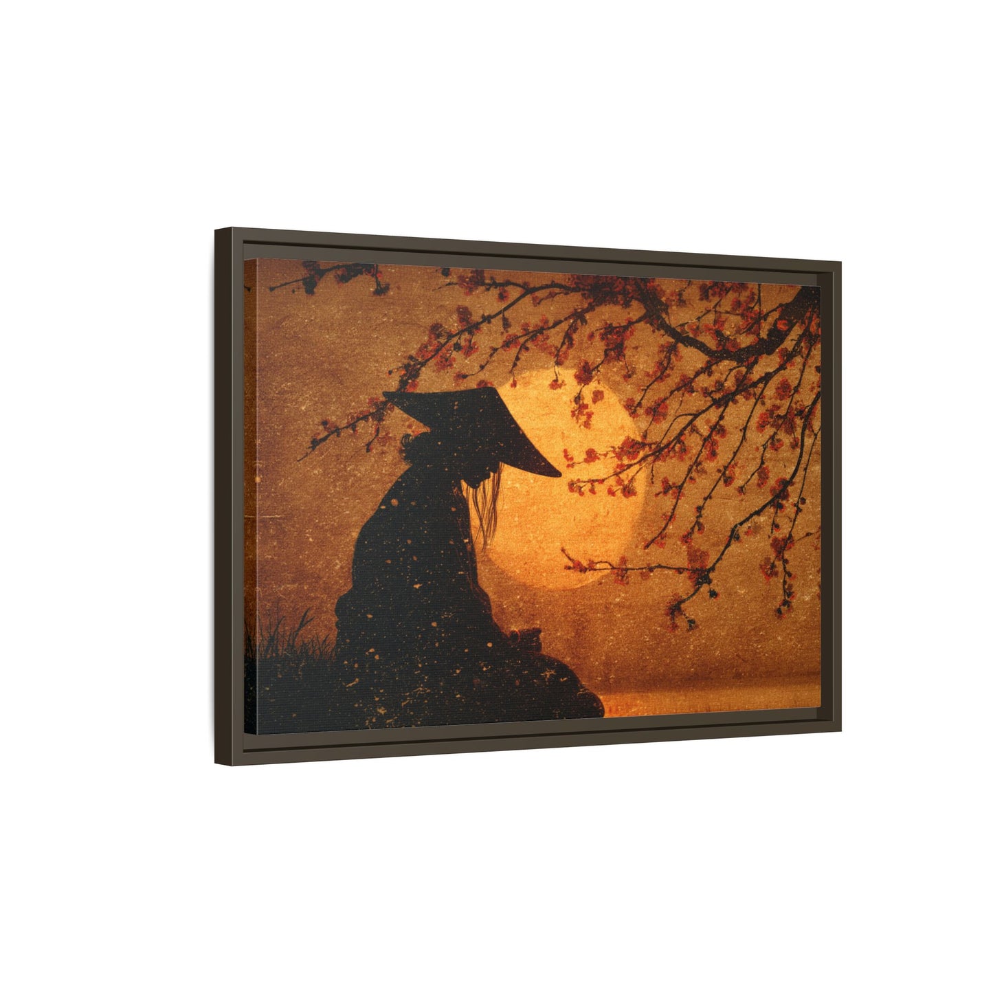 Serene Silhouette of Contemplation | Asian-Inspired Artwork