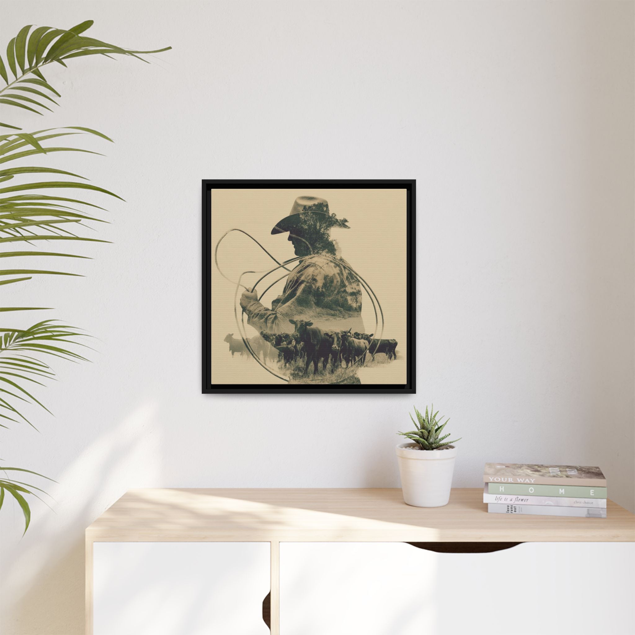 Lone Cowboy Silhouette Art - Vintage Western Charm