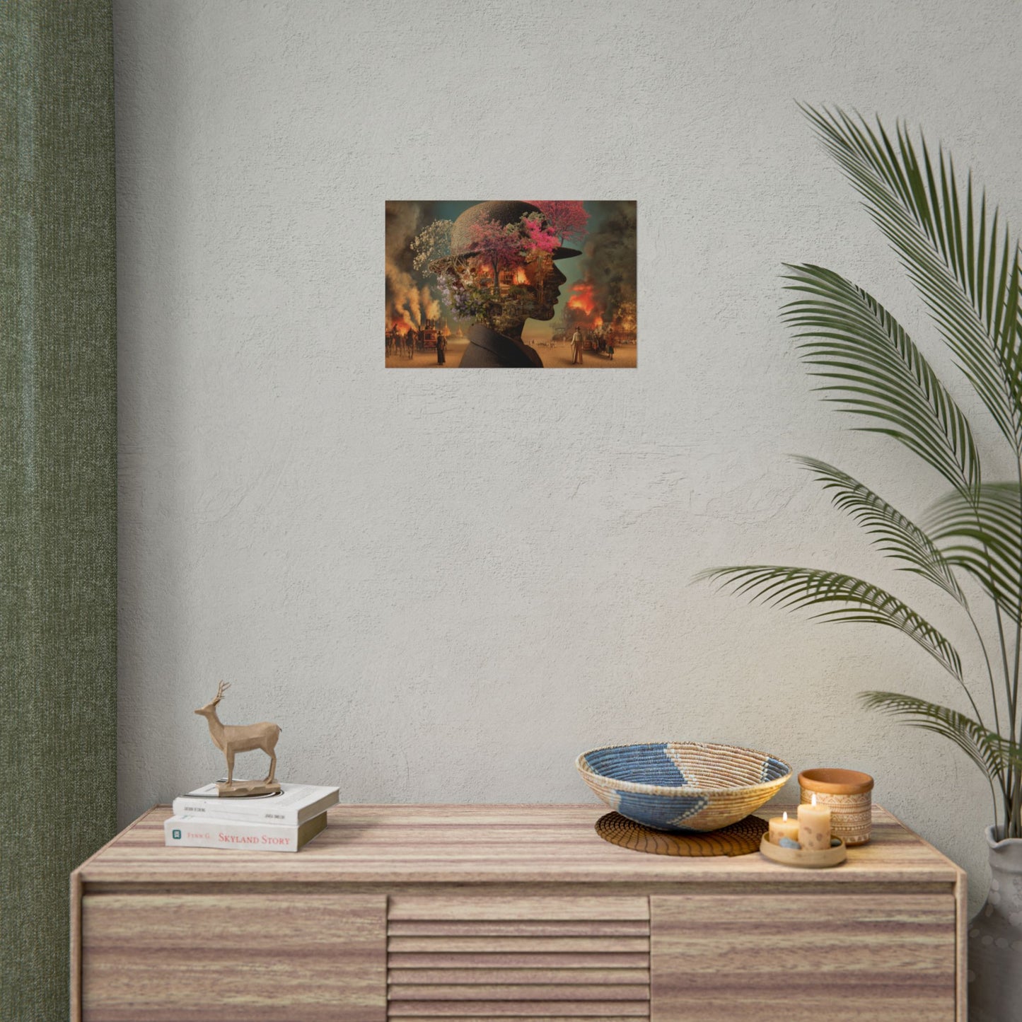 Whimsical Floral Silhouette Art Print | Living Room Décor