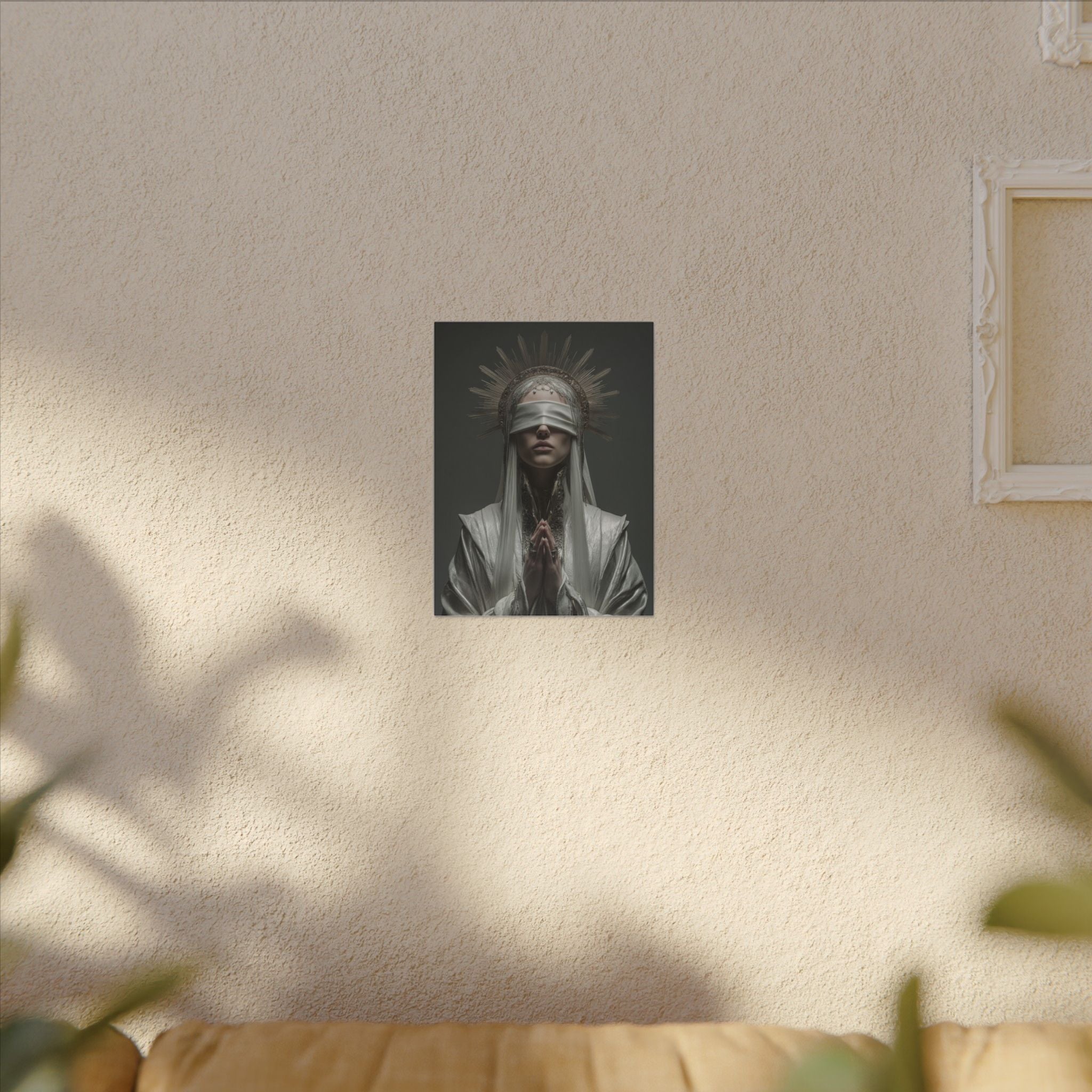 Ethereal Blindfolded Saint Art | Spiritual Home Decor