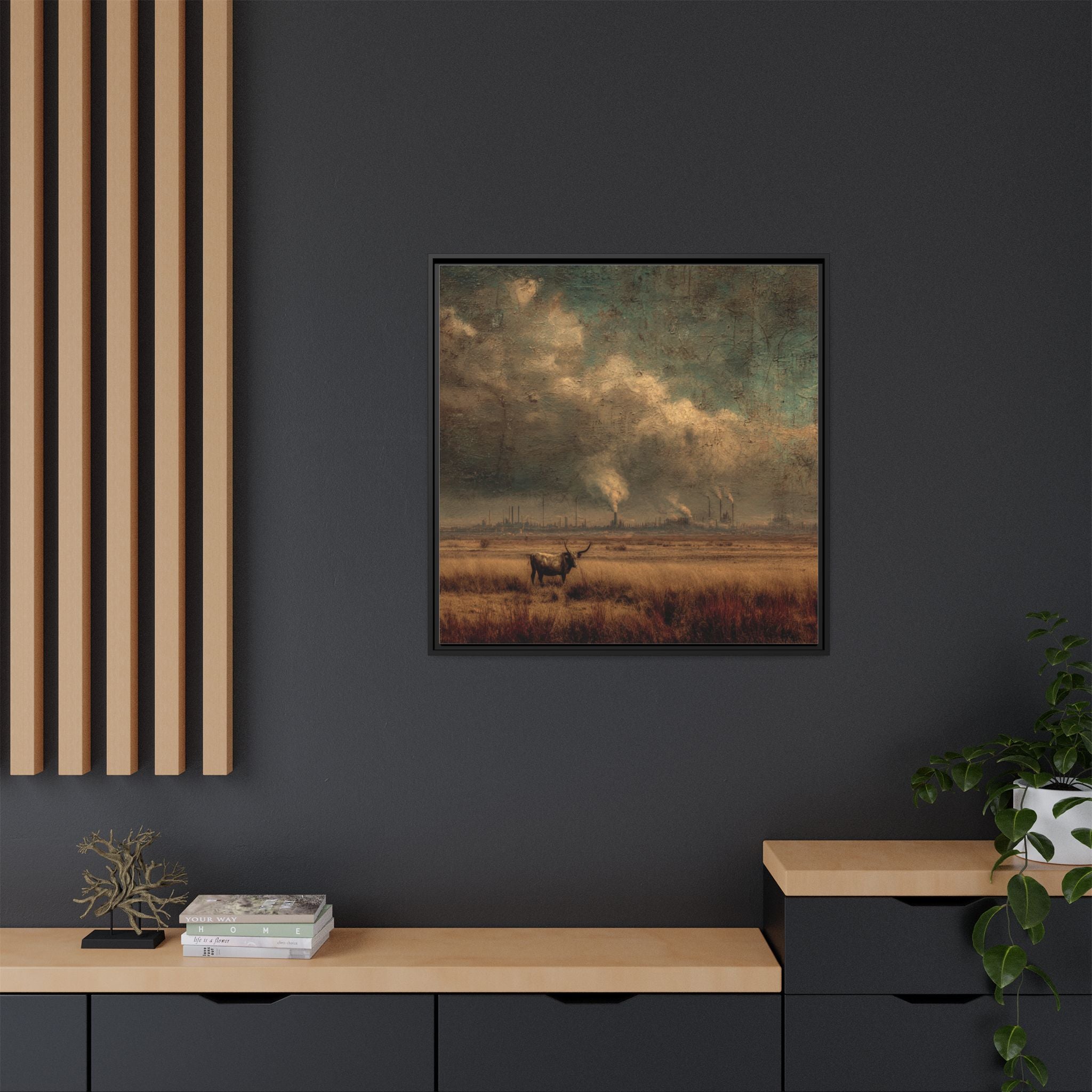 Cattle in Industrial Landscape | Vintage Style Art Print
