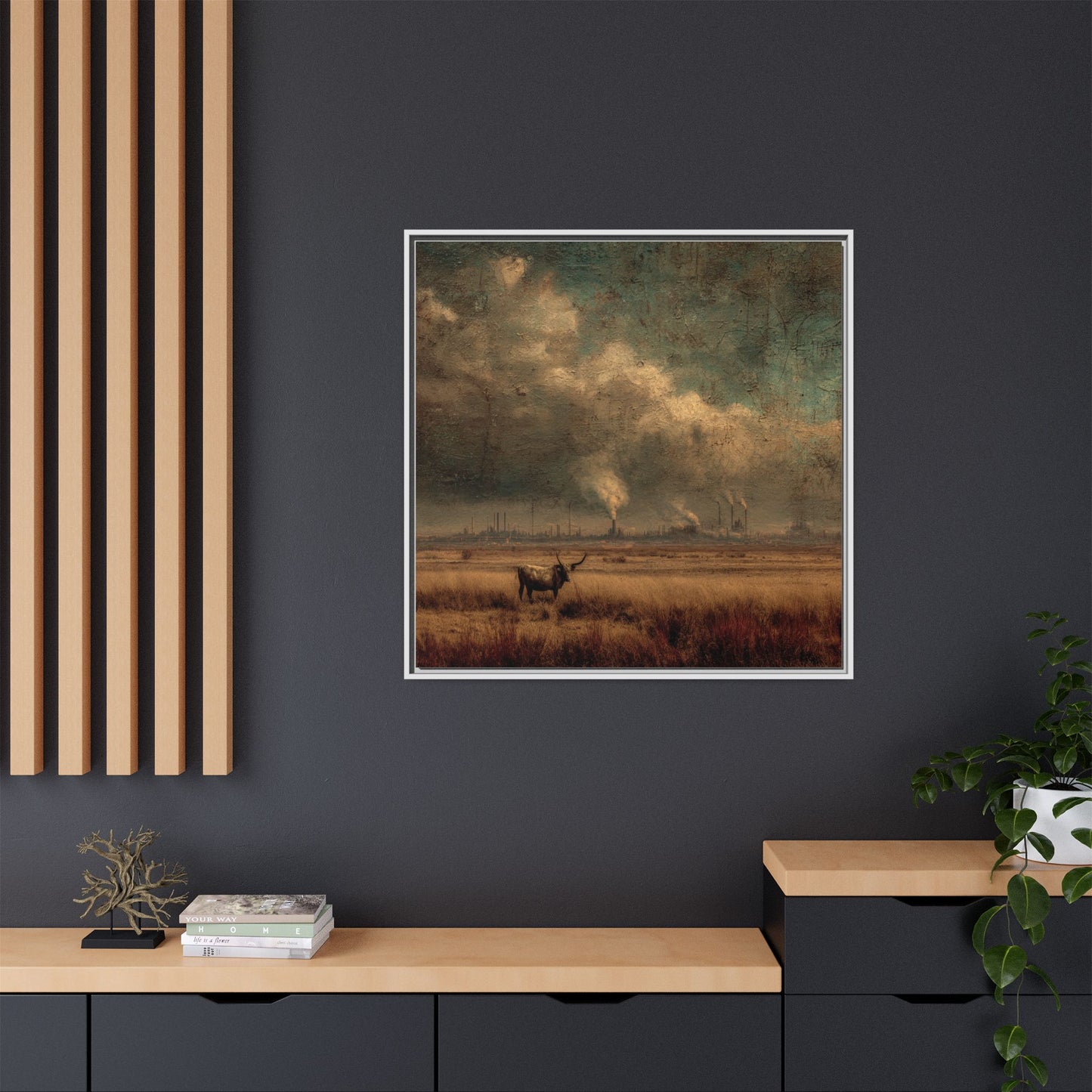 Cattle in Industrial Landscape | Vintage Style Art Print
