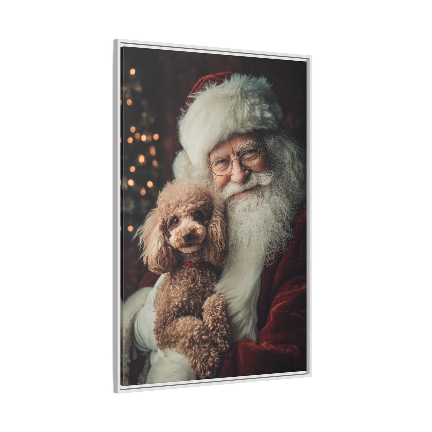Heartwarming Santa and Poodle Artwork – Holiday Home Décor