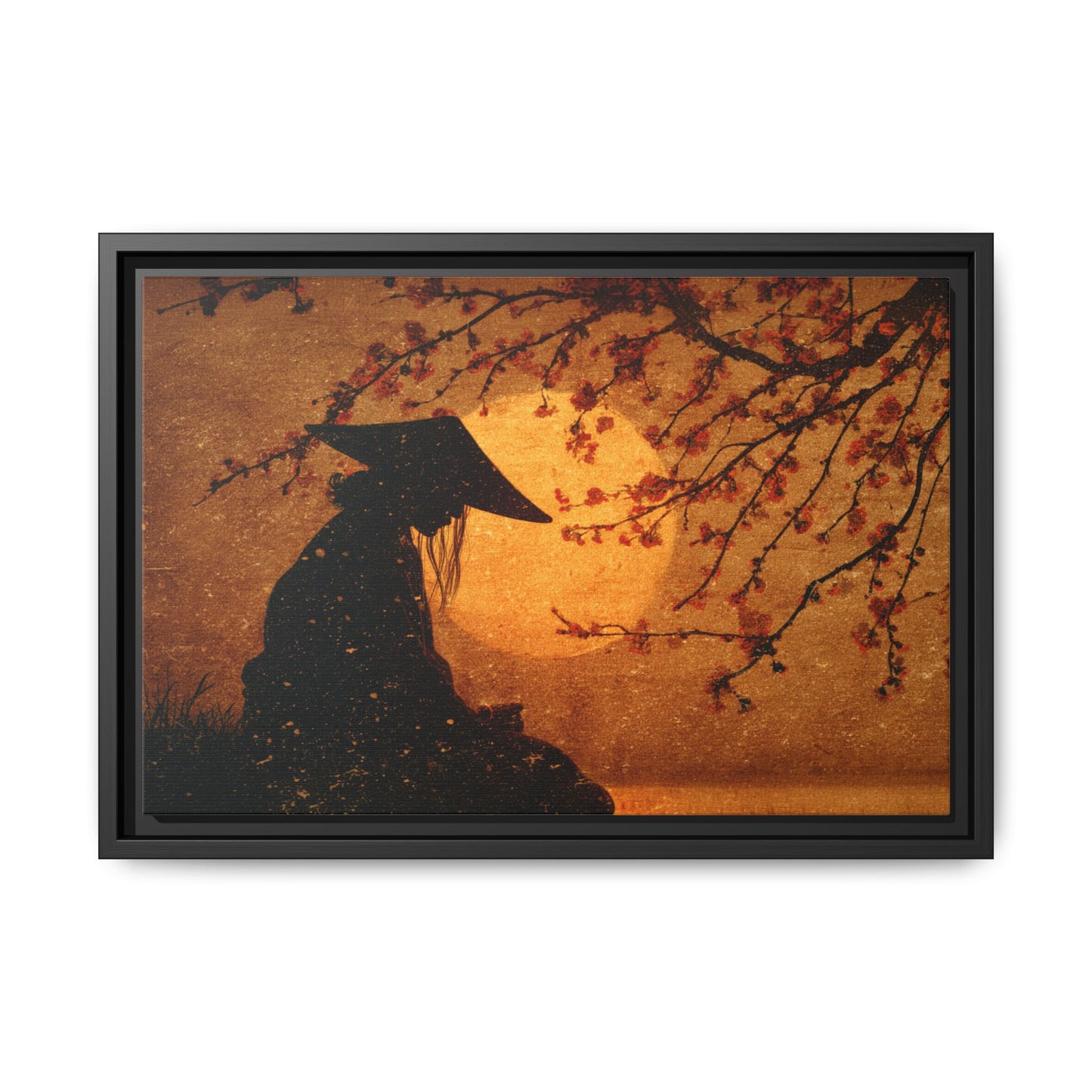 Serene Silhouette of Contemplation | Asian-Inspired Artwork