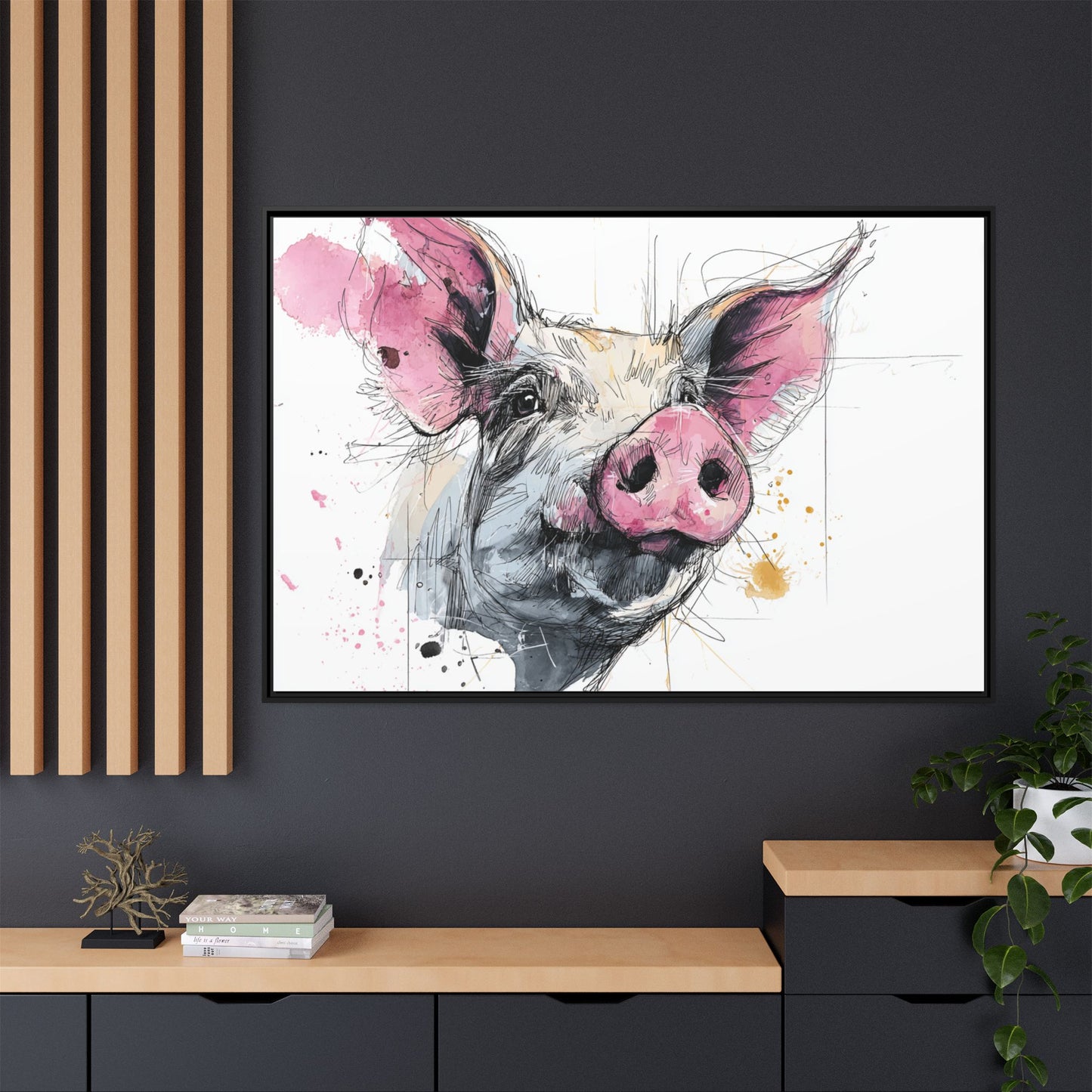 Whimsical Pig Art Print - Playful Farmhouse Decor