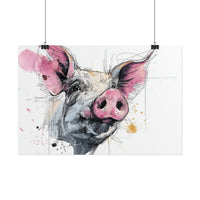 Whimsical Pig Art Print - Playful Farmhouse Decor