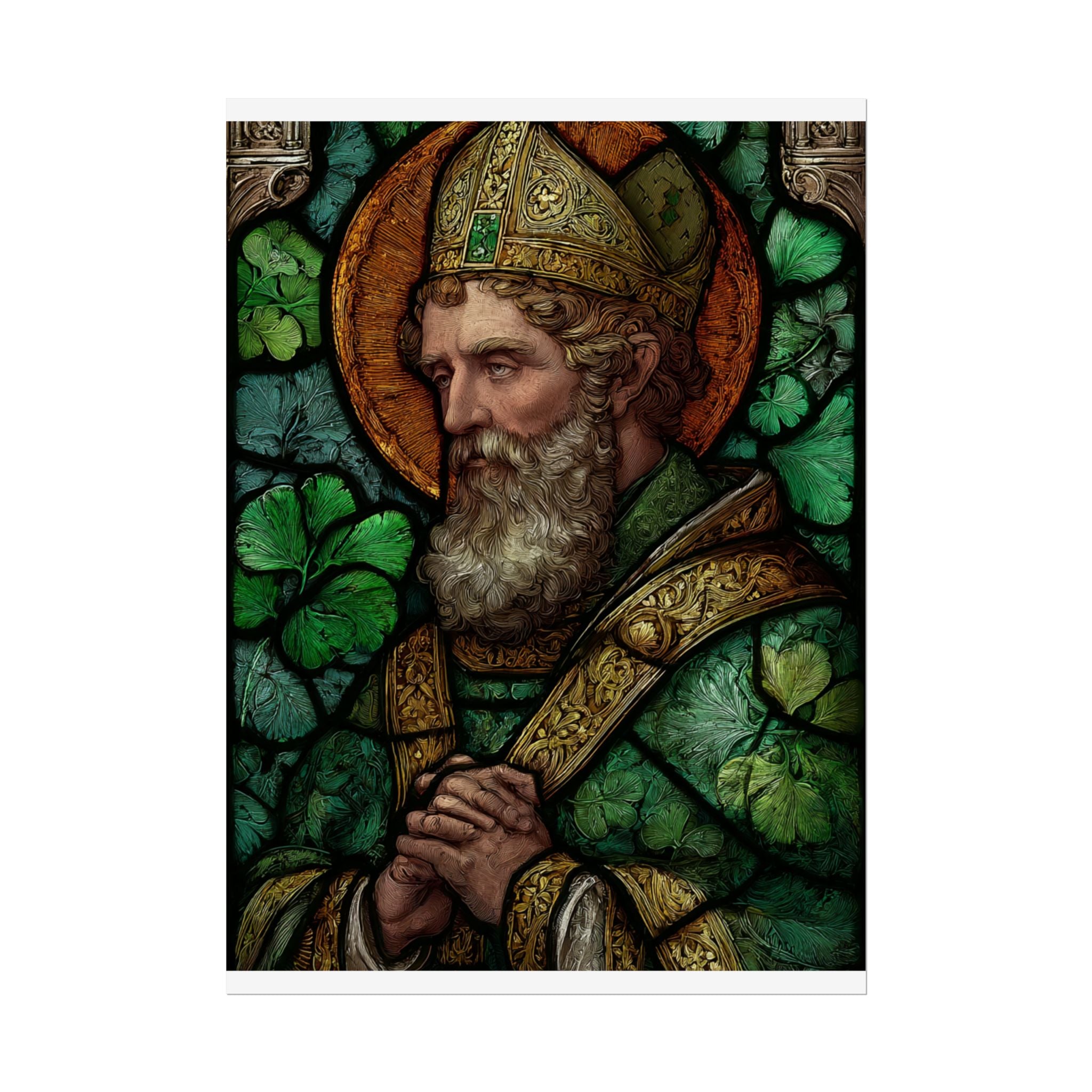 Saint Artwork | Irish Heritage Art | Traditional Green Tones