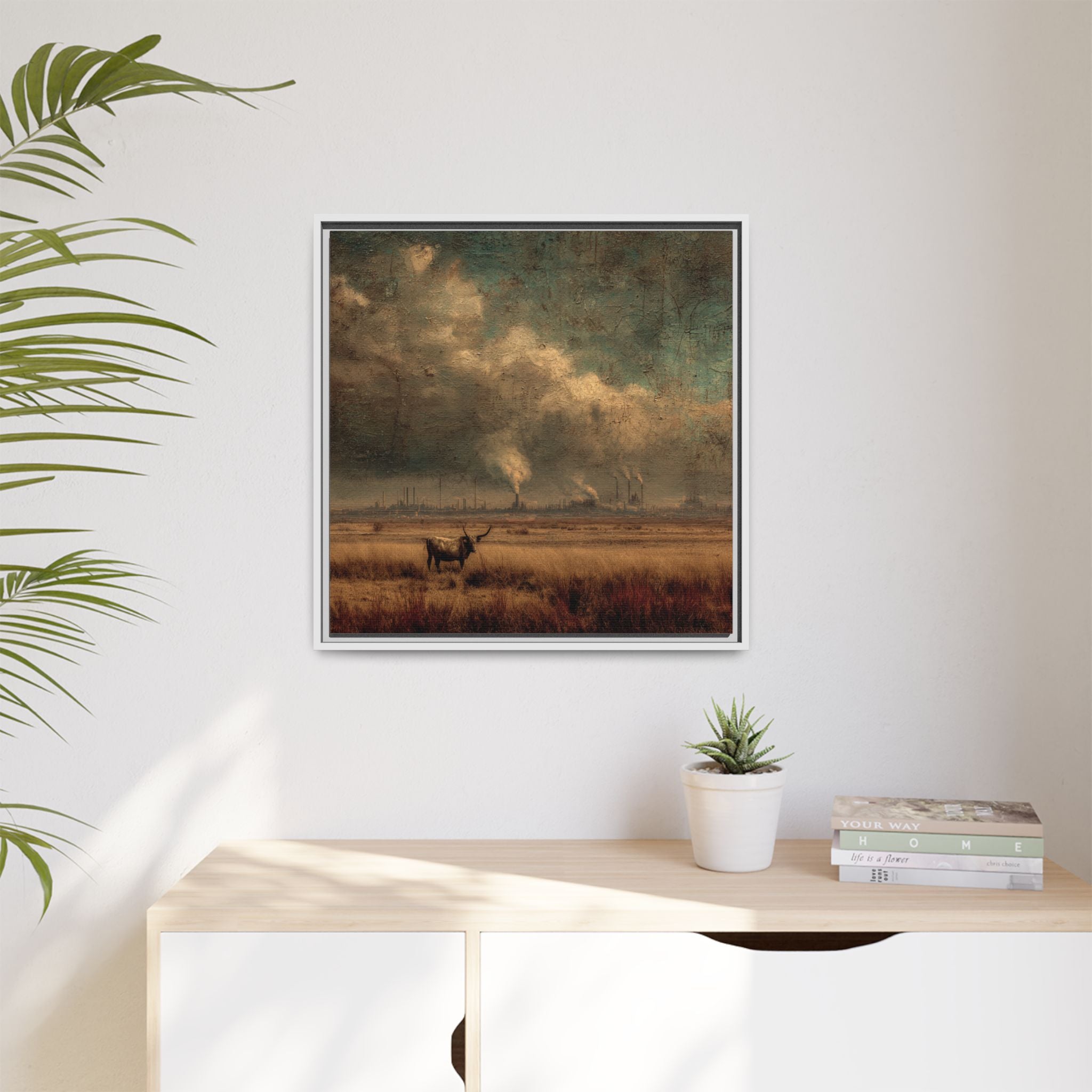 Cattle in Industrial Landscape | Vintage Style Art Print
