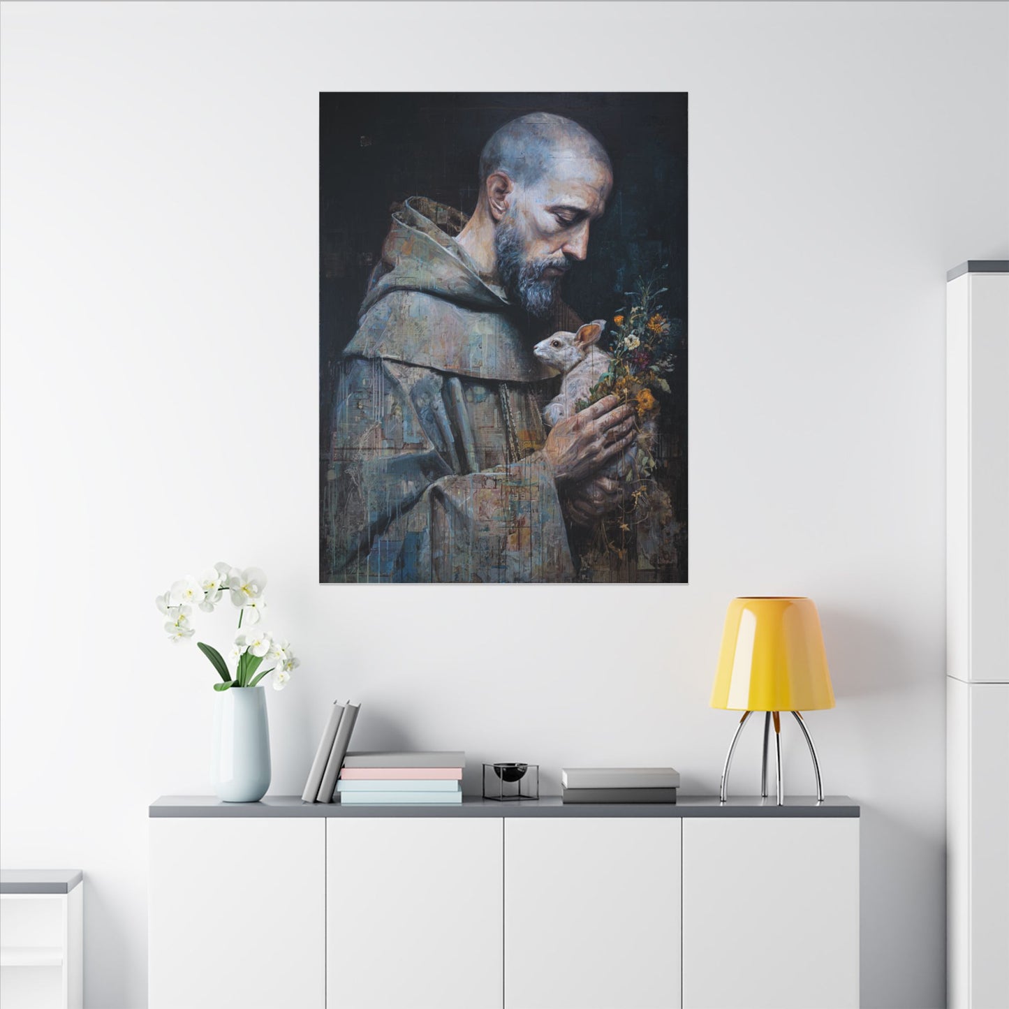Saint Francis and Rabbit Artwork - Nature Inspired Wall Art