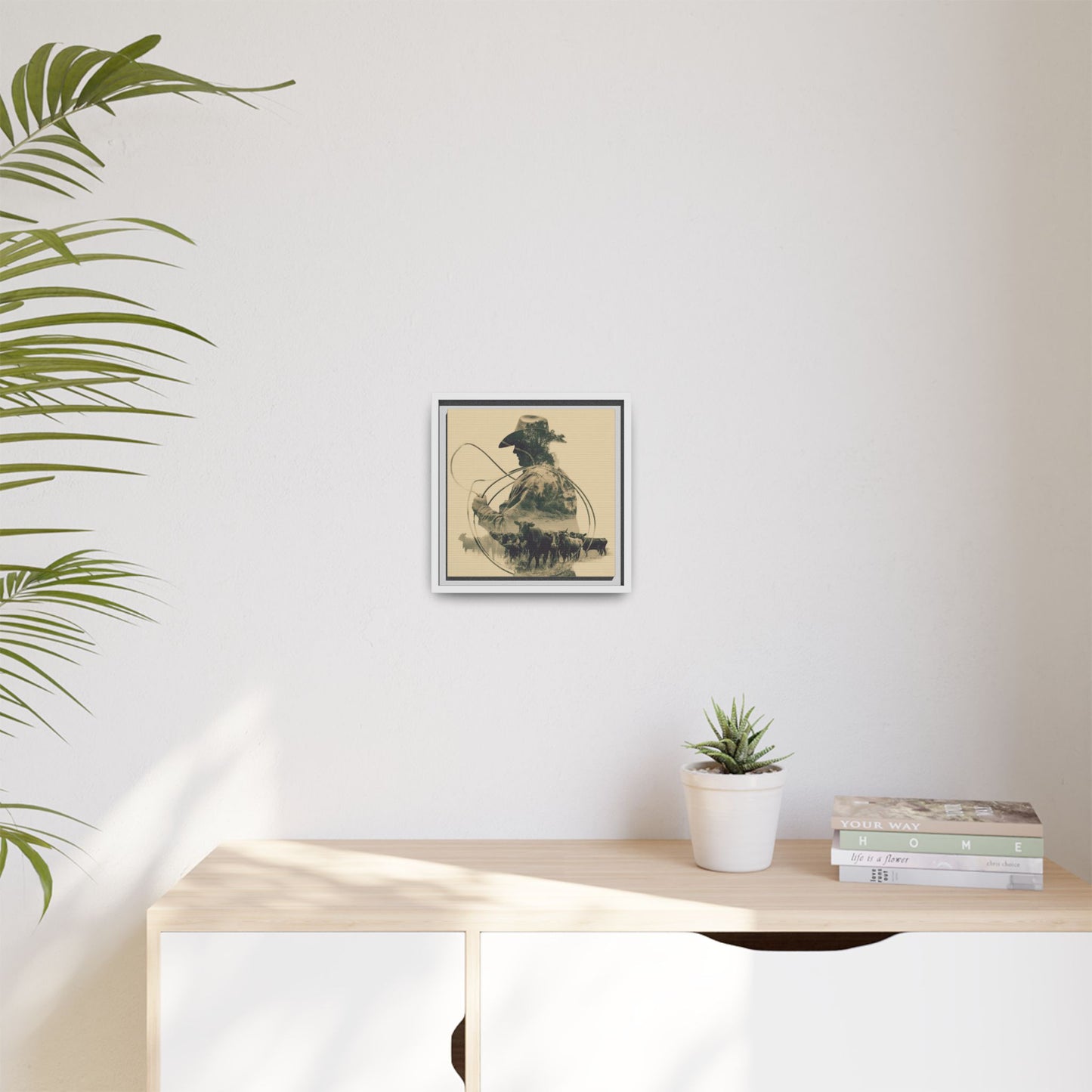 Lone Cowboy Silhouette Art - Vintage Western Charm