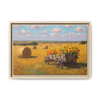 Sunflower Harvest Wagon Decor | Rustic Farm Art for Home