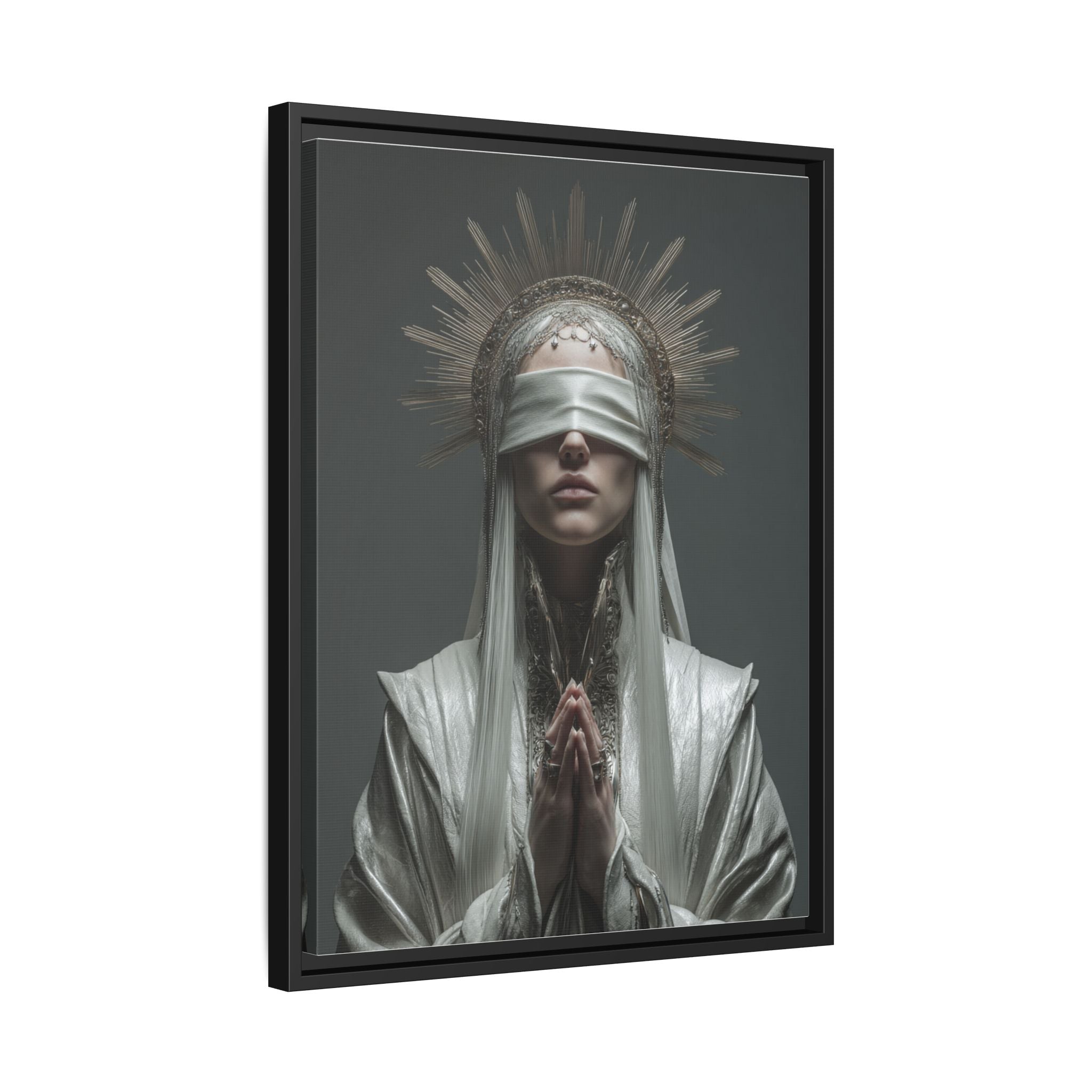 Ethereal Blindfolded Saint Art | Spiritual Home Decor