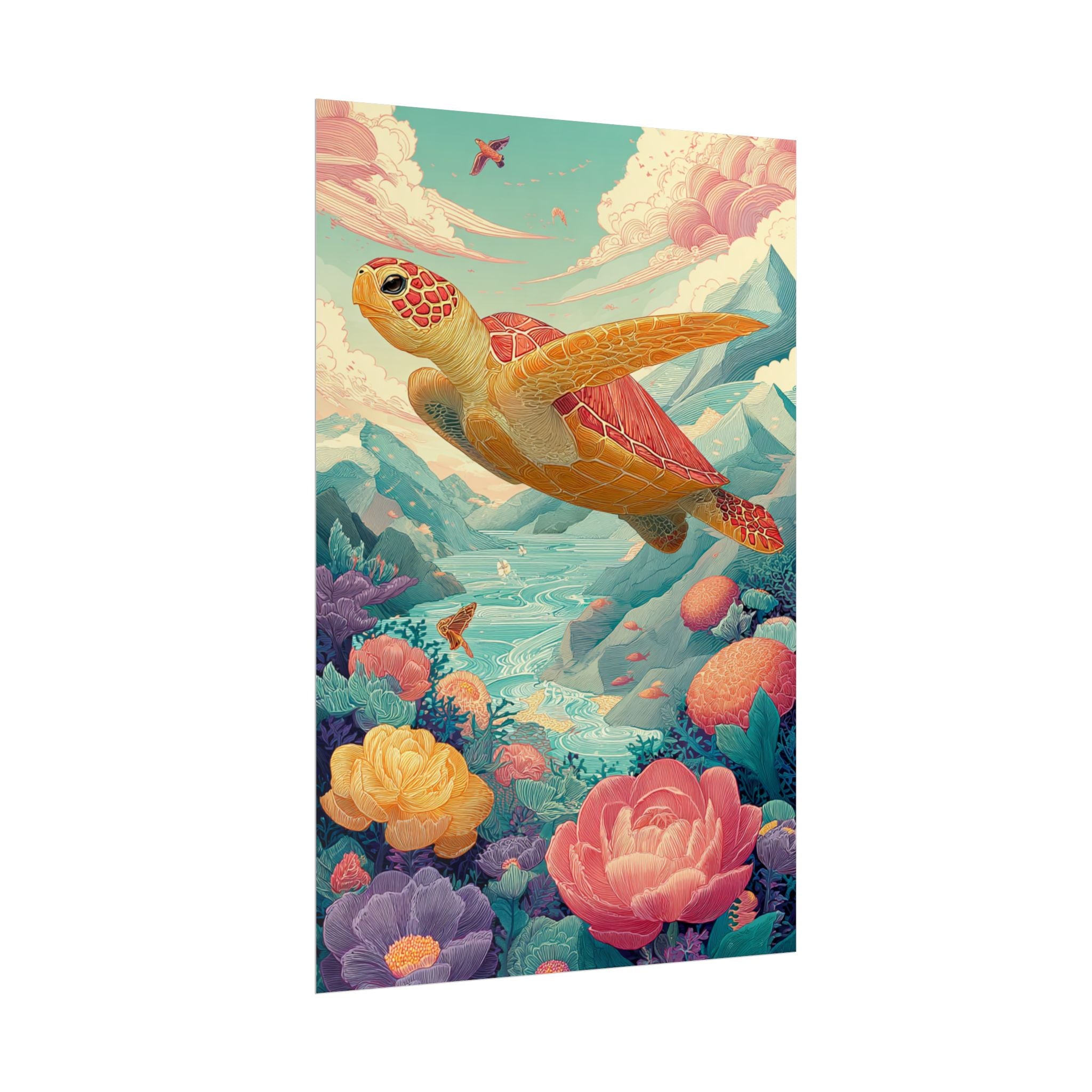 Vibrant Turtle Art | Whimsical Nature Illustration