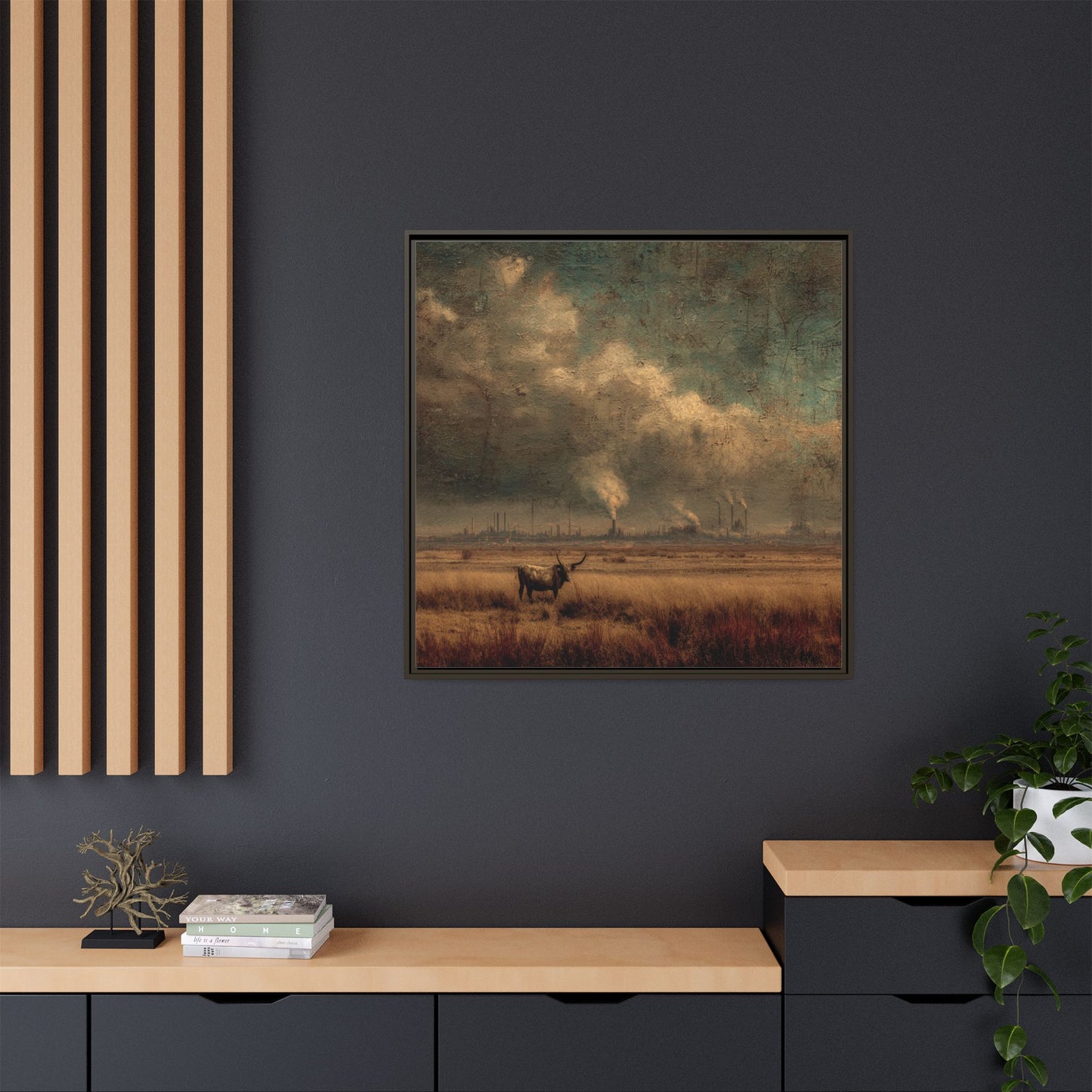 Cattle in Industrial Landscape | Vintage Style Art Print