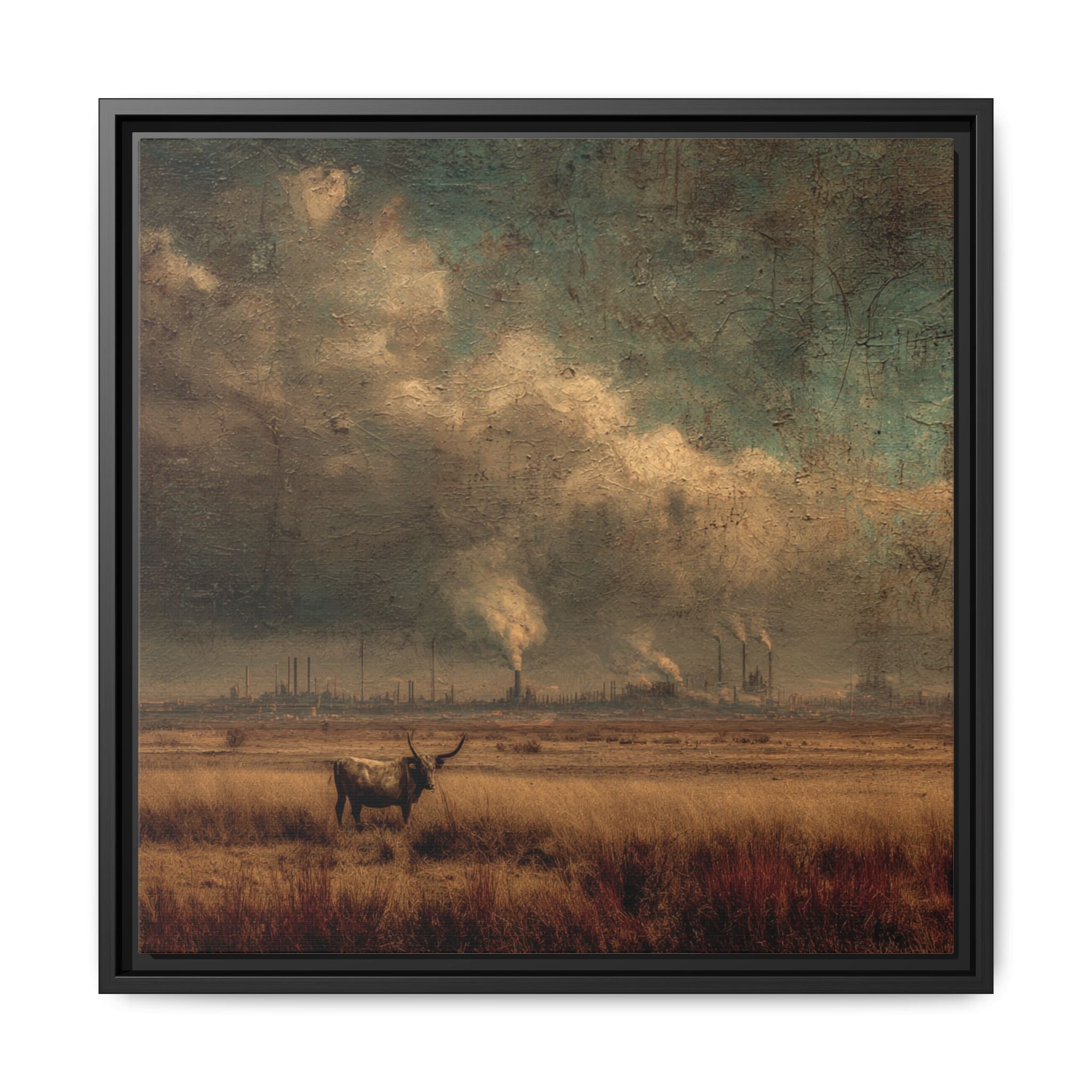 Cattle in Industrial Landscape | Vintage Style Art Print