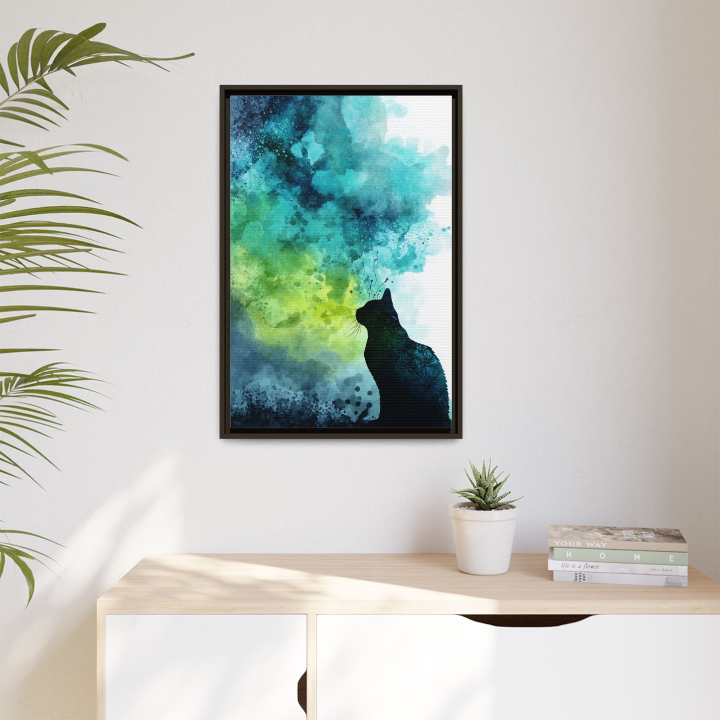 Dreamy Cat Watercolor Art Print - Serene Home Decor