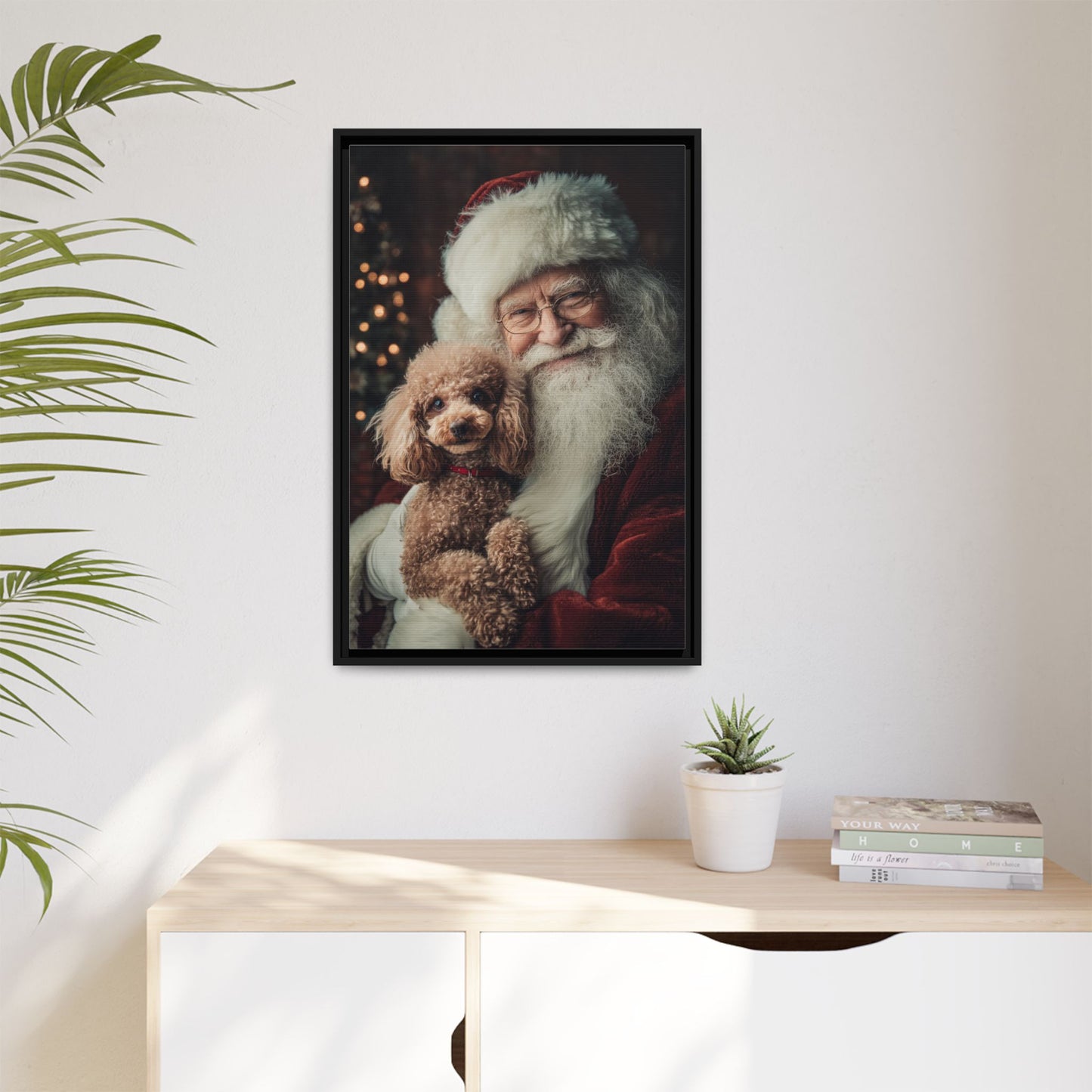 Heartwarming Santa and Poodle Artwork – Holiday Home Décor