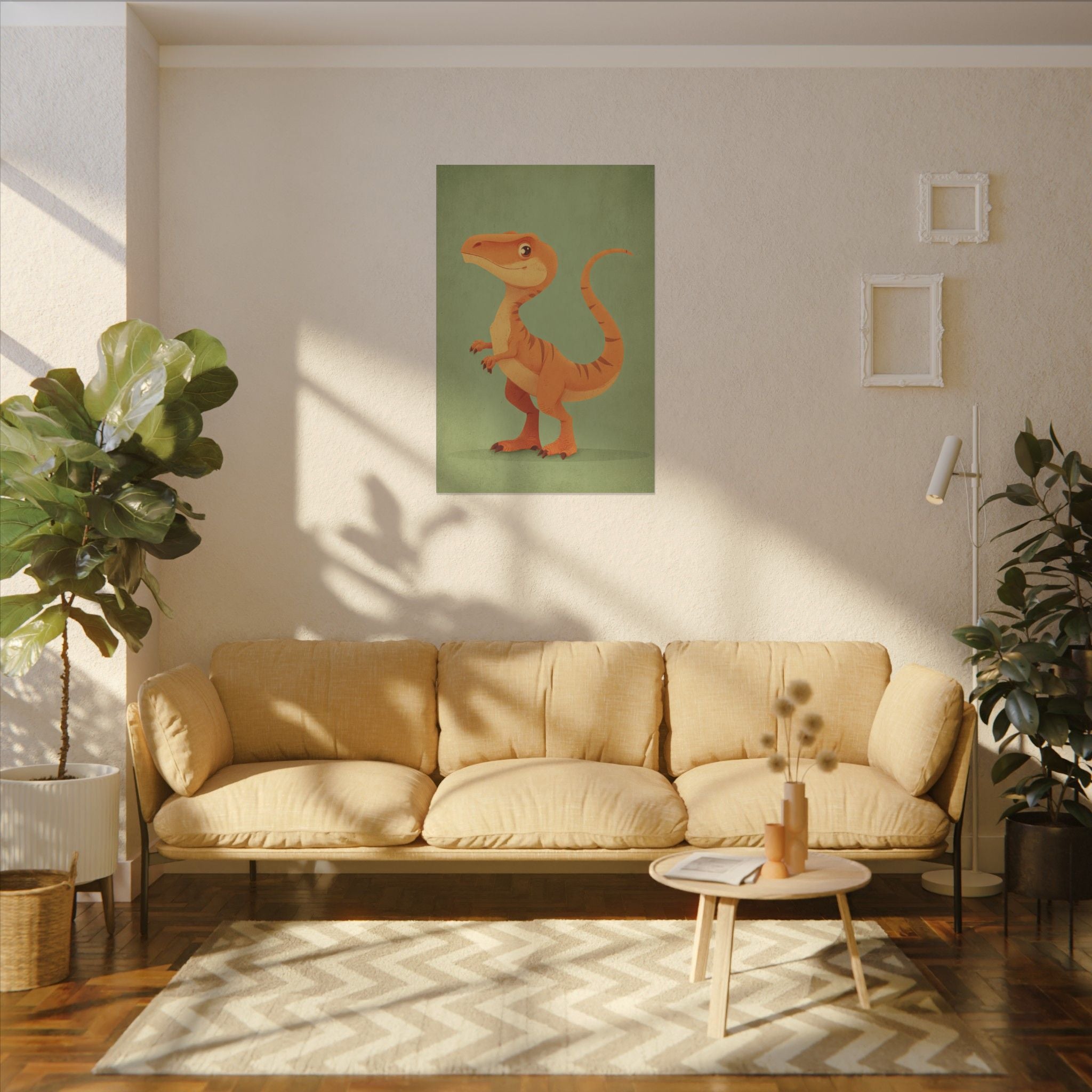 Whimsical Dinosaur Illustration Art for Kids' Rooms