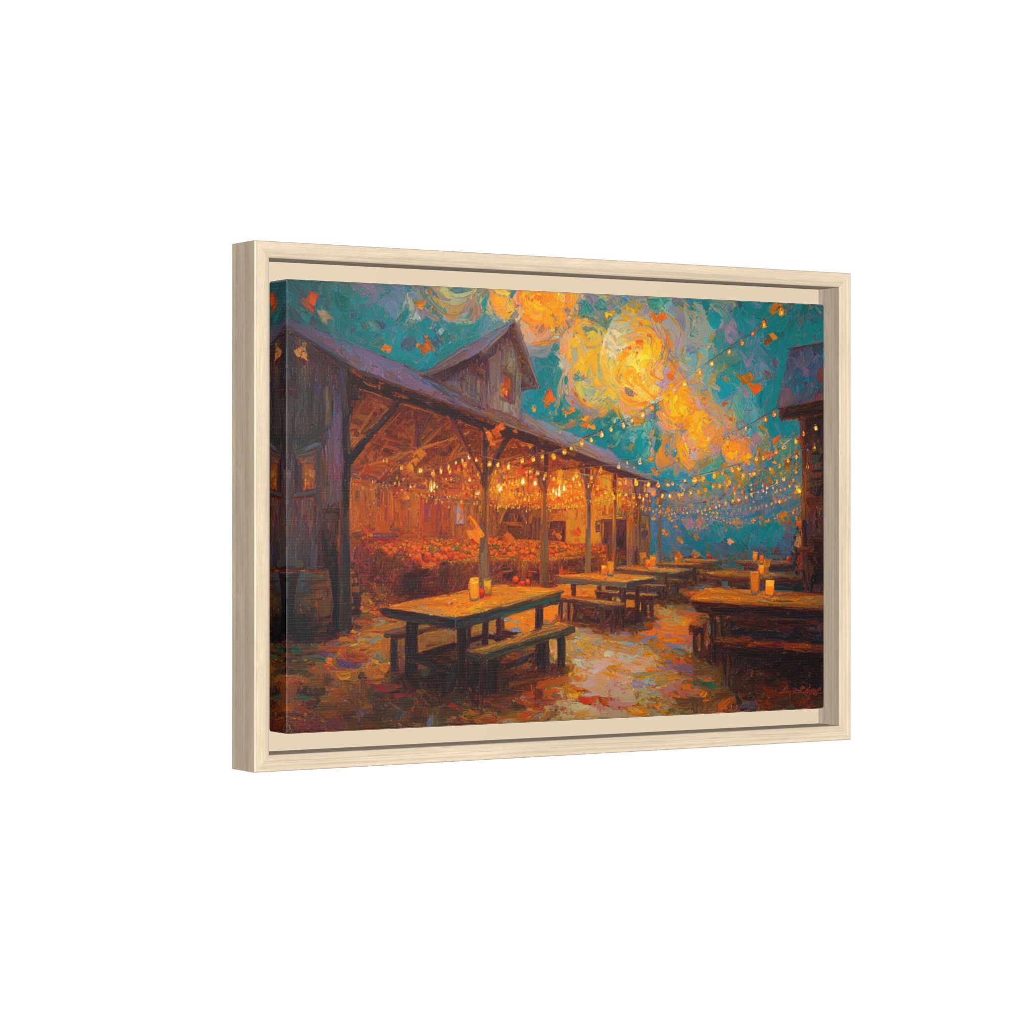 Autumn Festival Night Scene - Colorful Impressionist Art