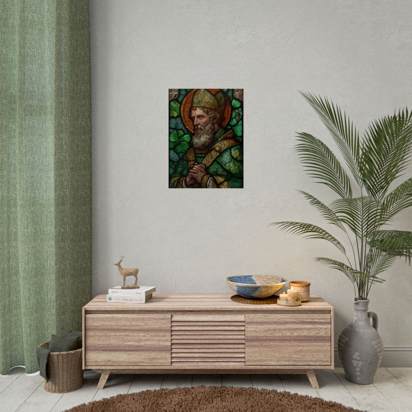 Saint Artwork | Irish Heritage Art | Traditional Green Tones