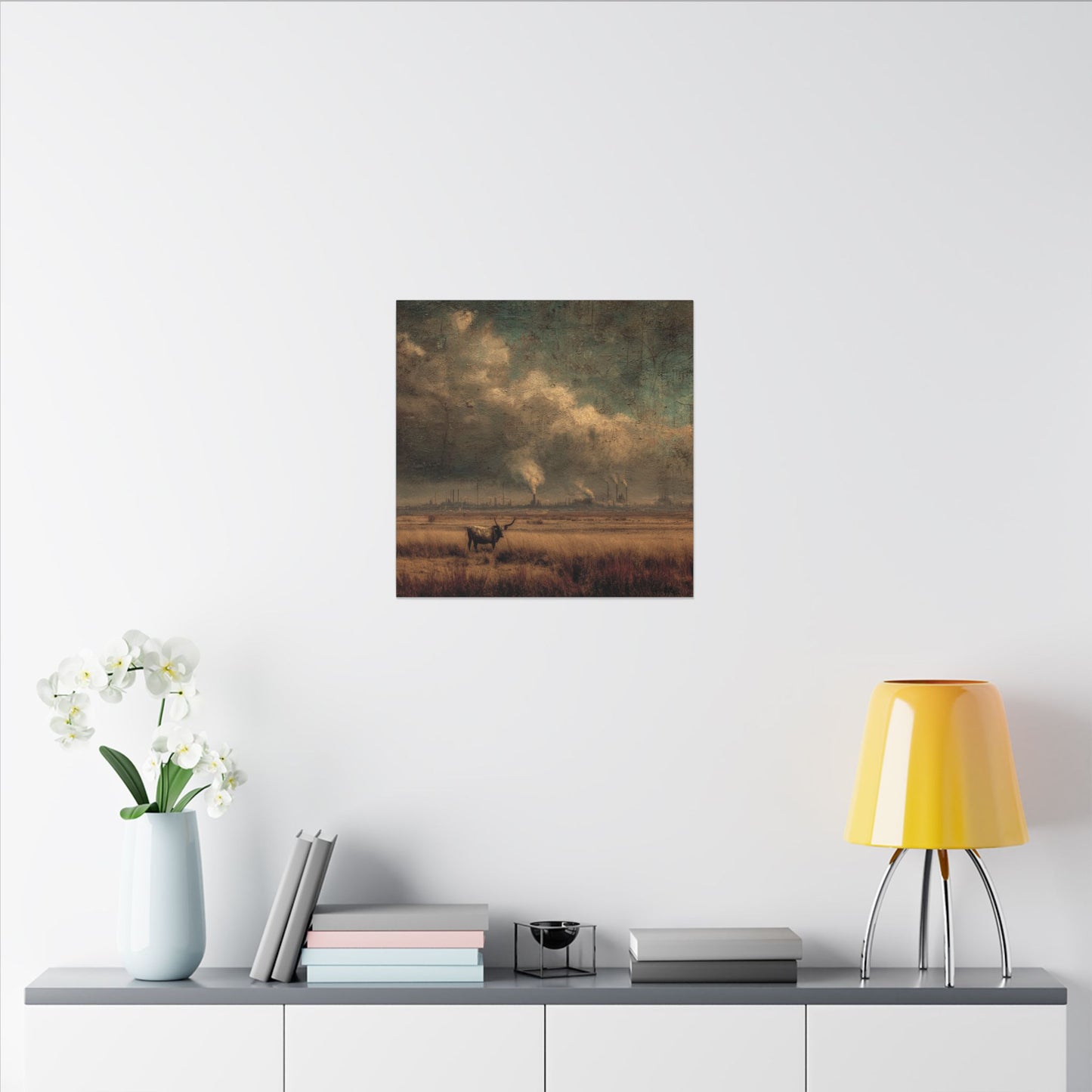 Cattle in Industrial Landscape | Vintage Style Art Print