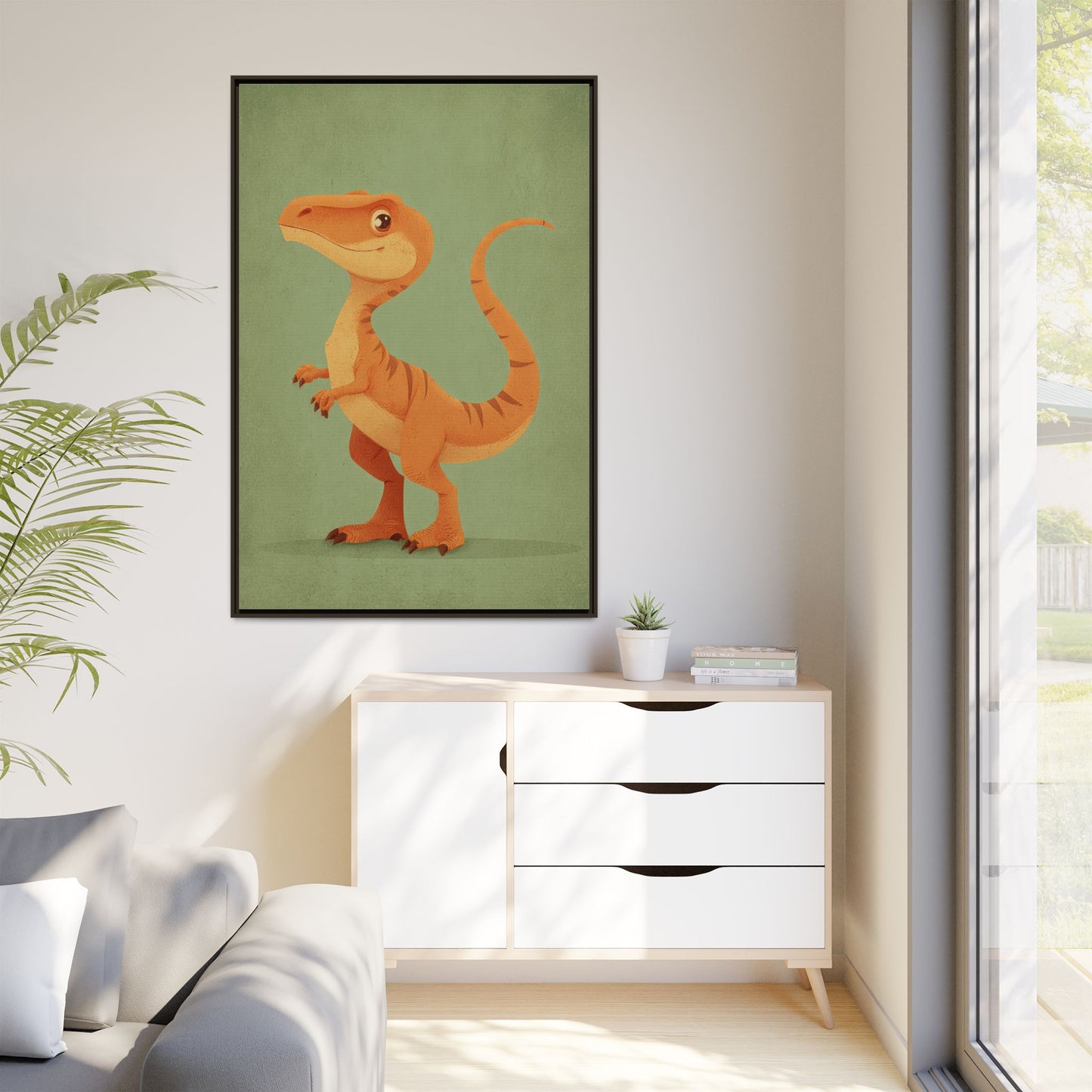 Whimsical Dinosaur Illustration Art for Kids' Rooms