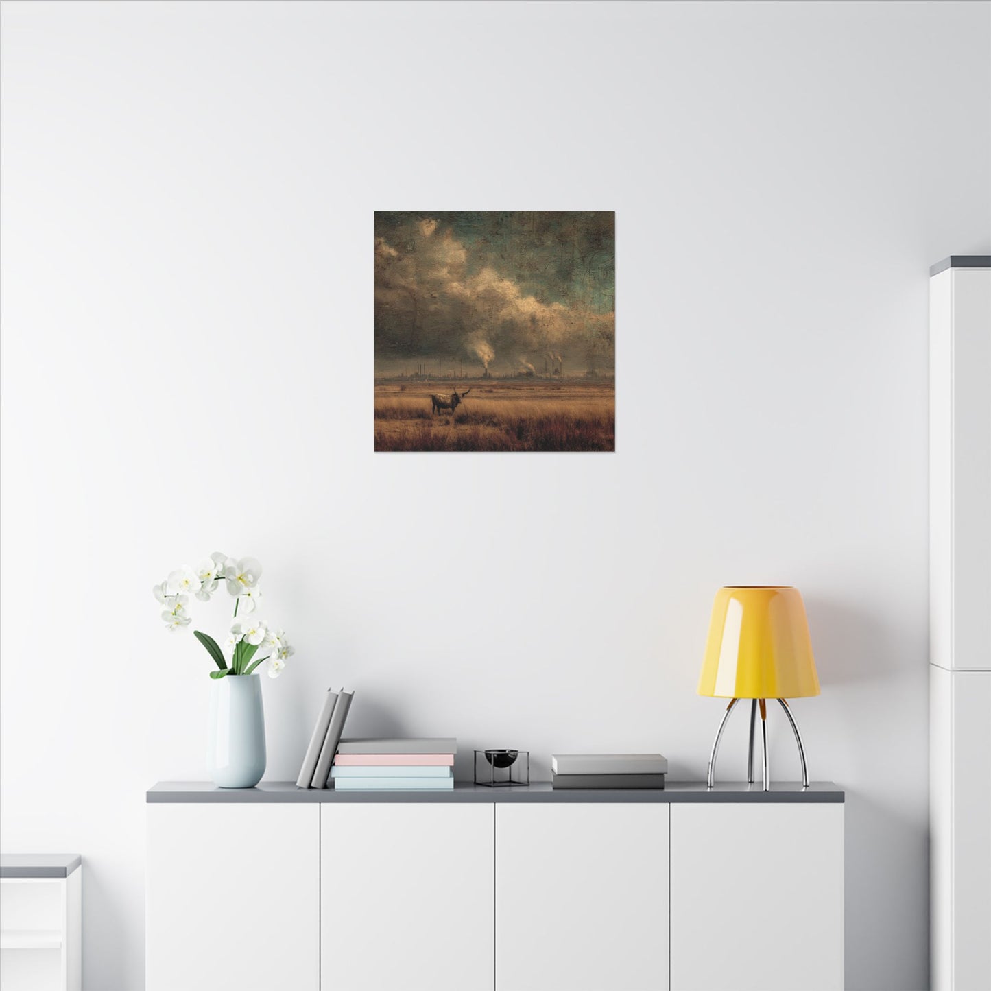 Cattle in Industrial Landscape | Vintage Style Art Print