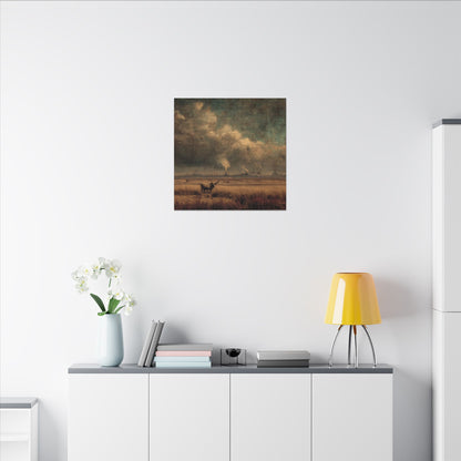 Cattle in Industrial Landscape | Vintage Style Art Print