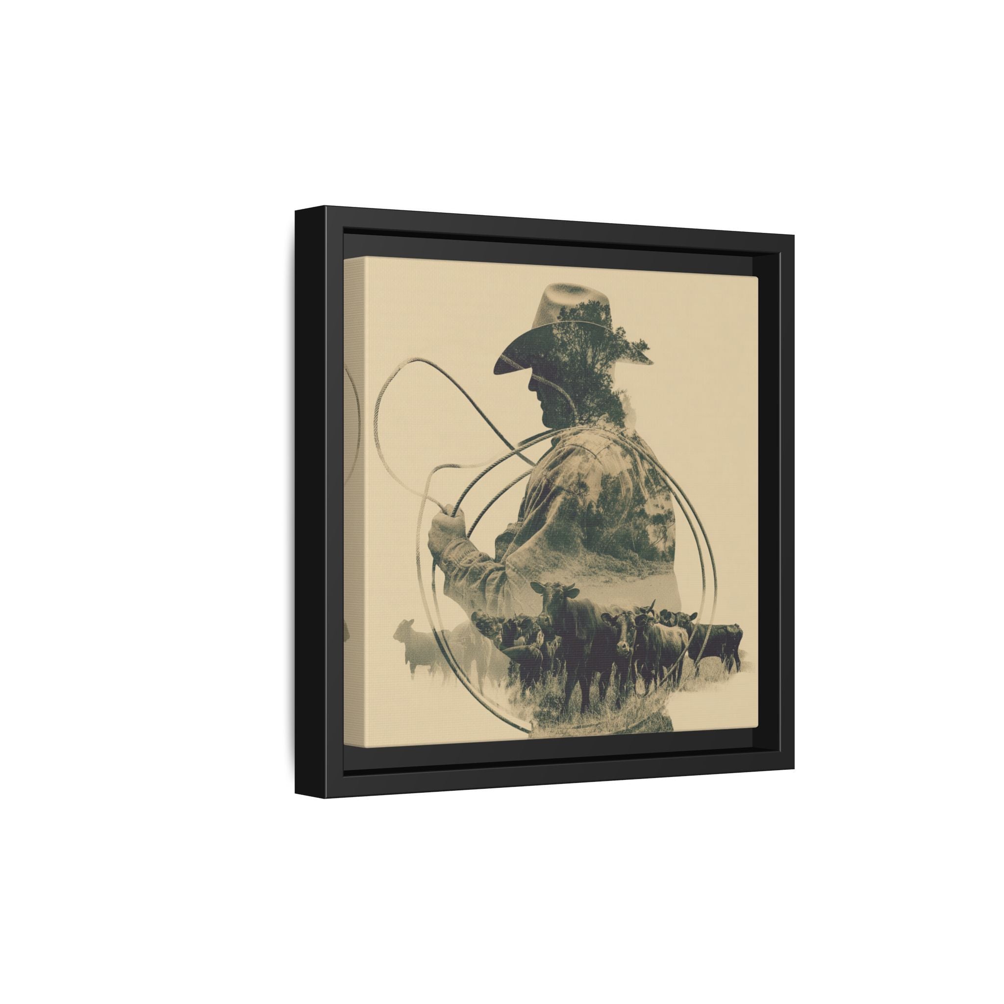 Lone Cowboy Silhouette Art - Vintage Western Charm
