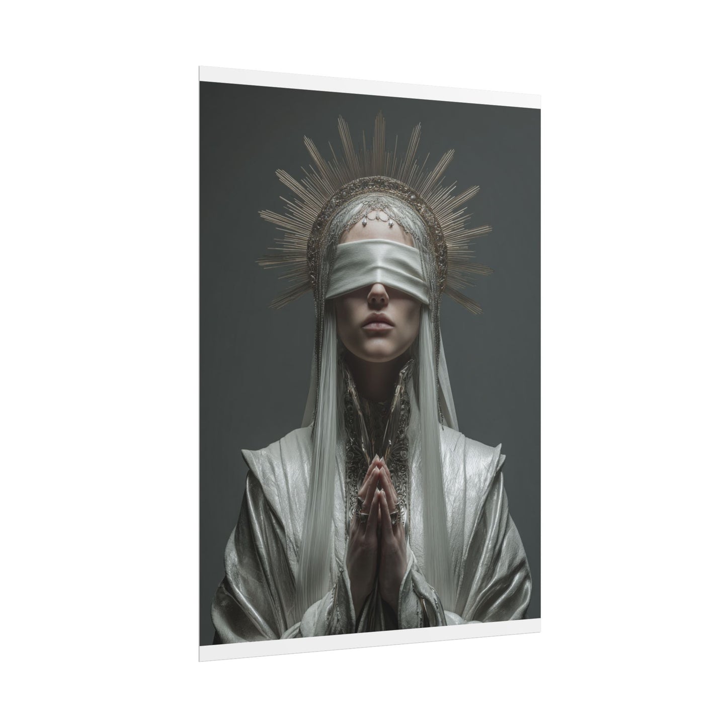 Ethereal Blindfolded Saint Art | Spiritual Home Decor