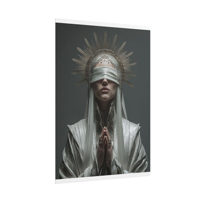 Ethereal Blindfolded Saint Art | Spiritual Home Decor