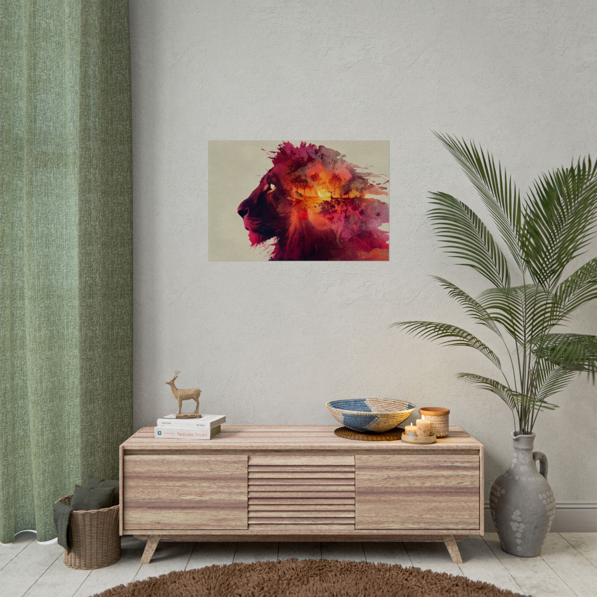 Majestic Lion Watercolor Art | Vibrant Animal Portrait