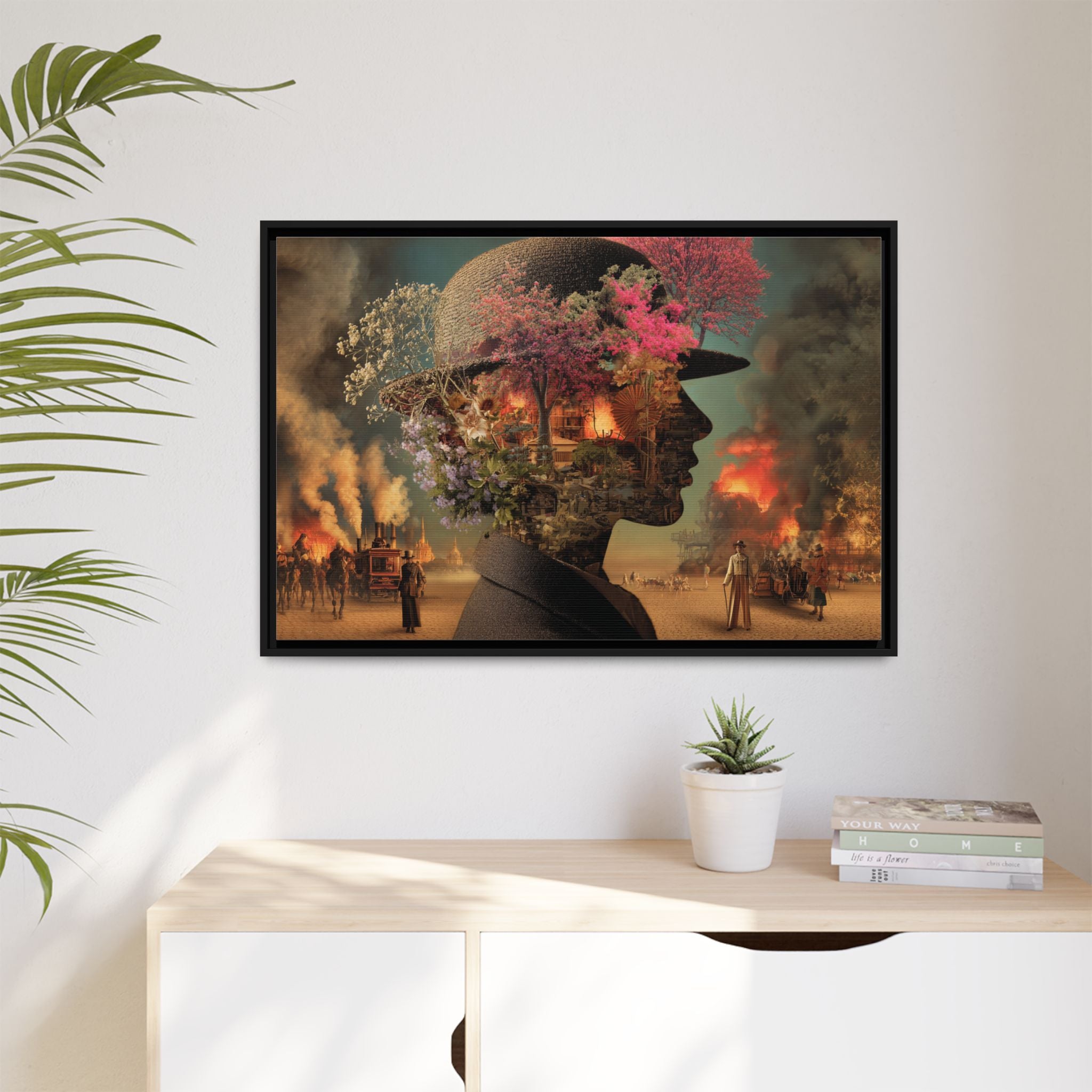 Whimsical Floral Silhouette Art Print | Living Room Décor