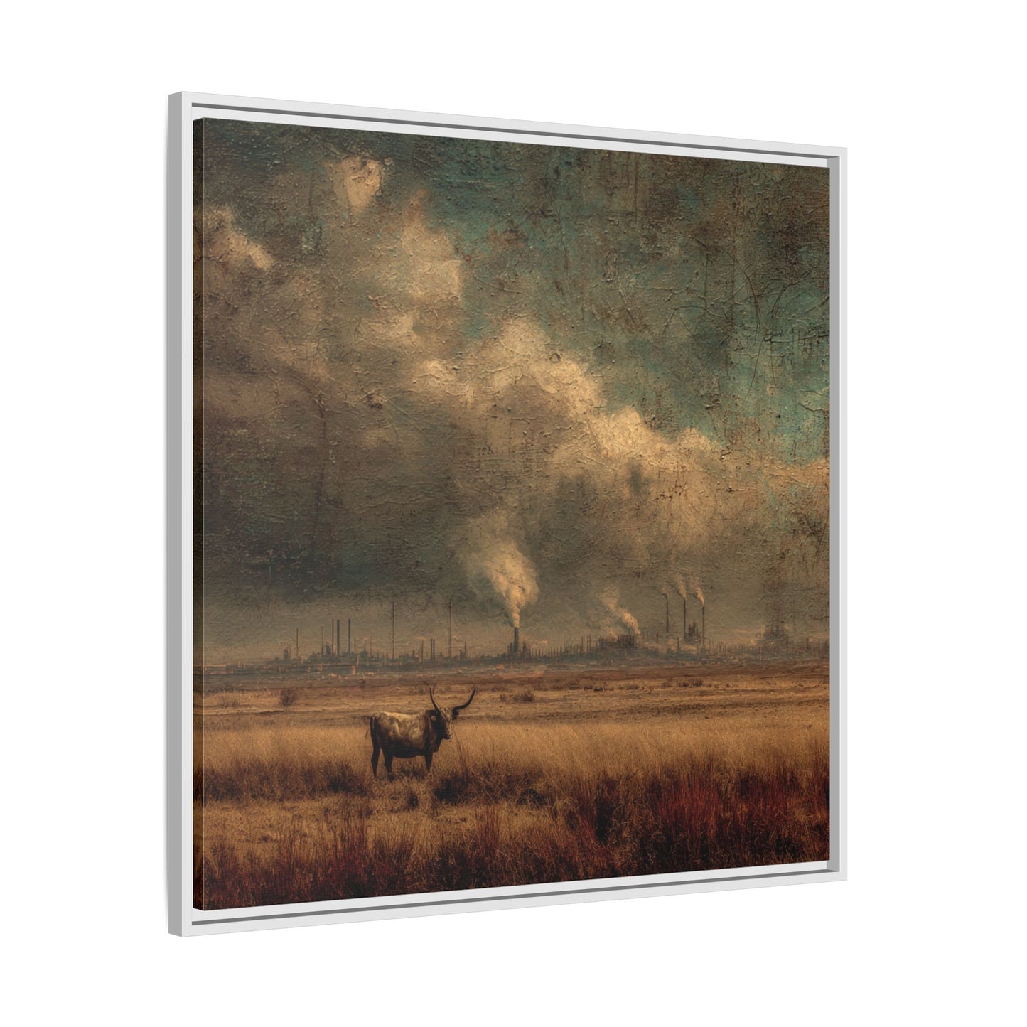 Cattle in Industrial Landscape | Vintage Style Art Print