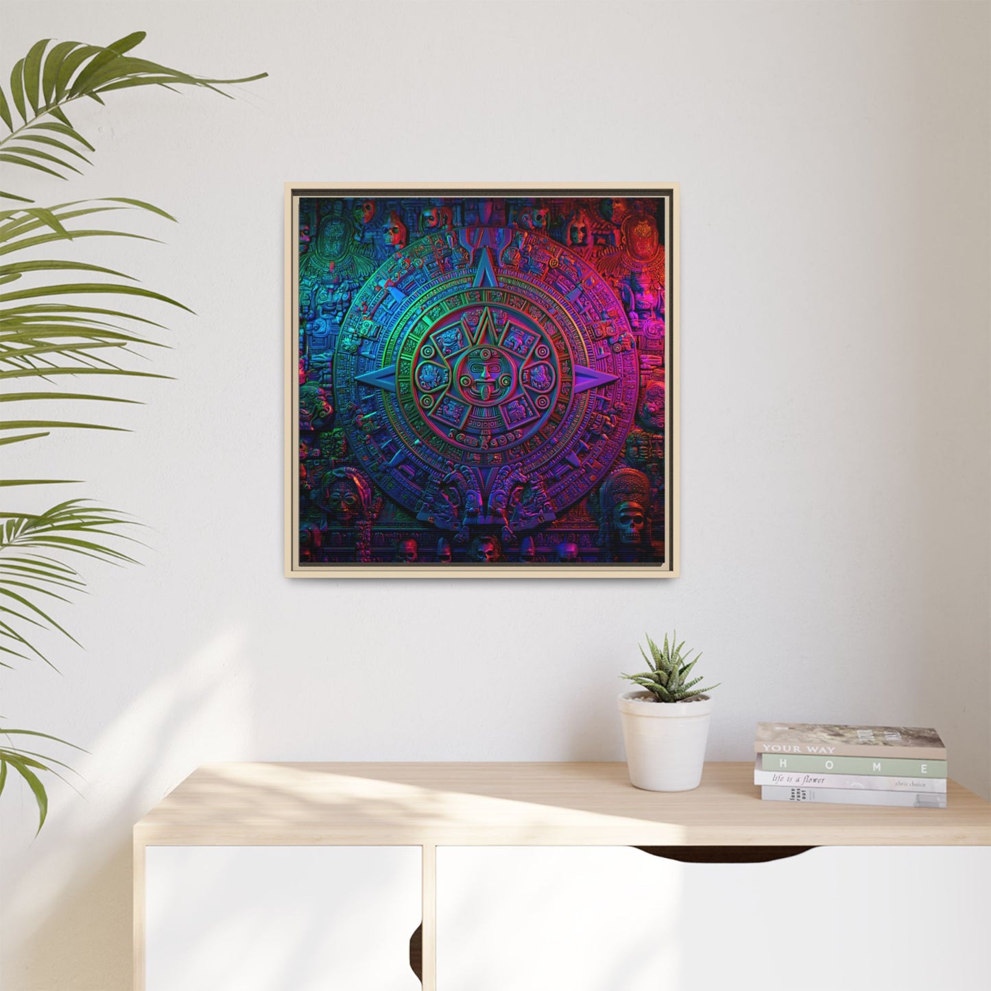 Aztec Mandala Wall Art - Colorful Cultural Decor