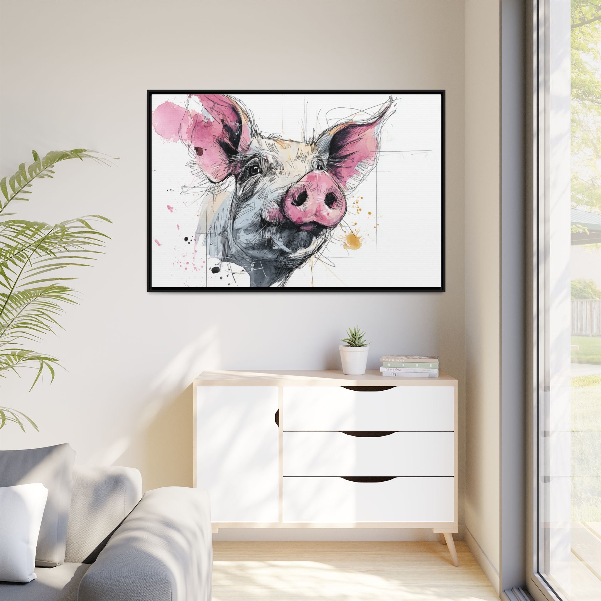 Whimsical Pig Art Print - Playful Farmhouse Decor