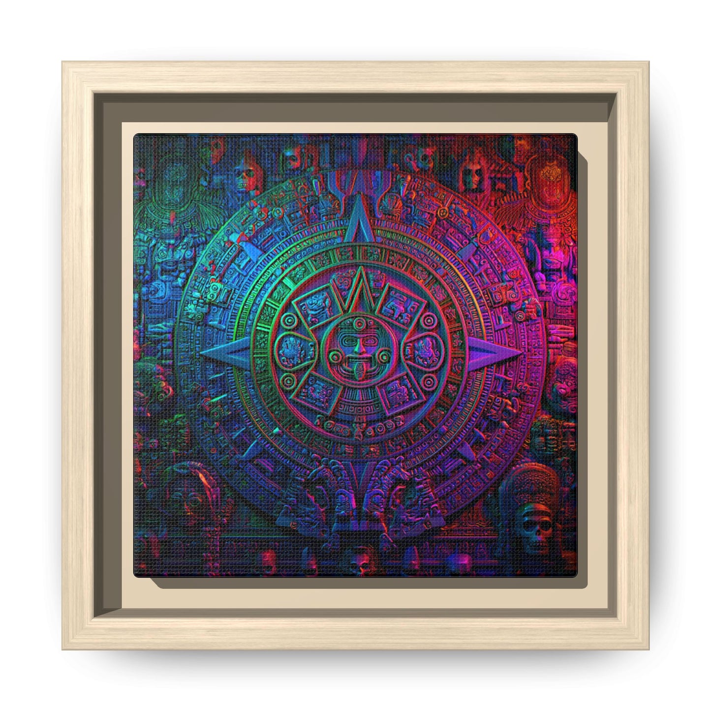Aztec Mandala Wall Art - Colorful Cultural Decor