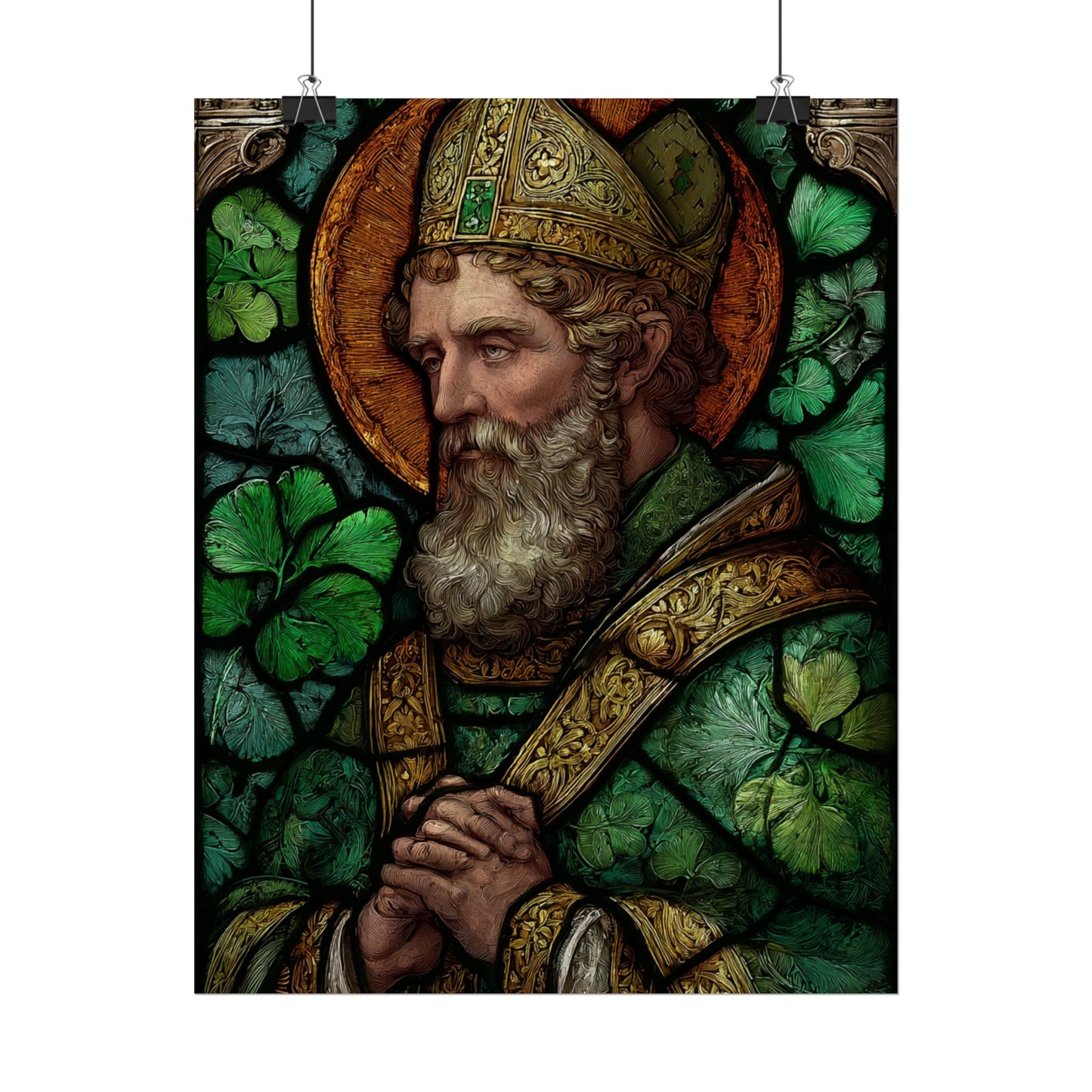 Saint Artwork | Irish Heritage Art | Traditional Green Tones